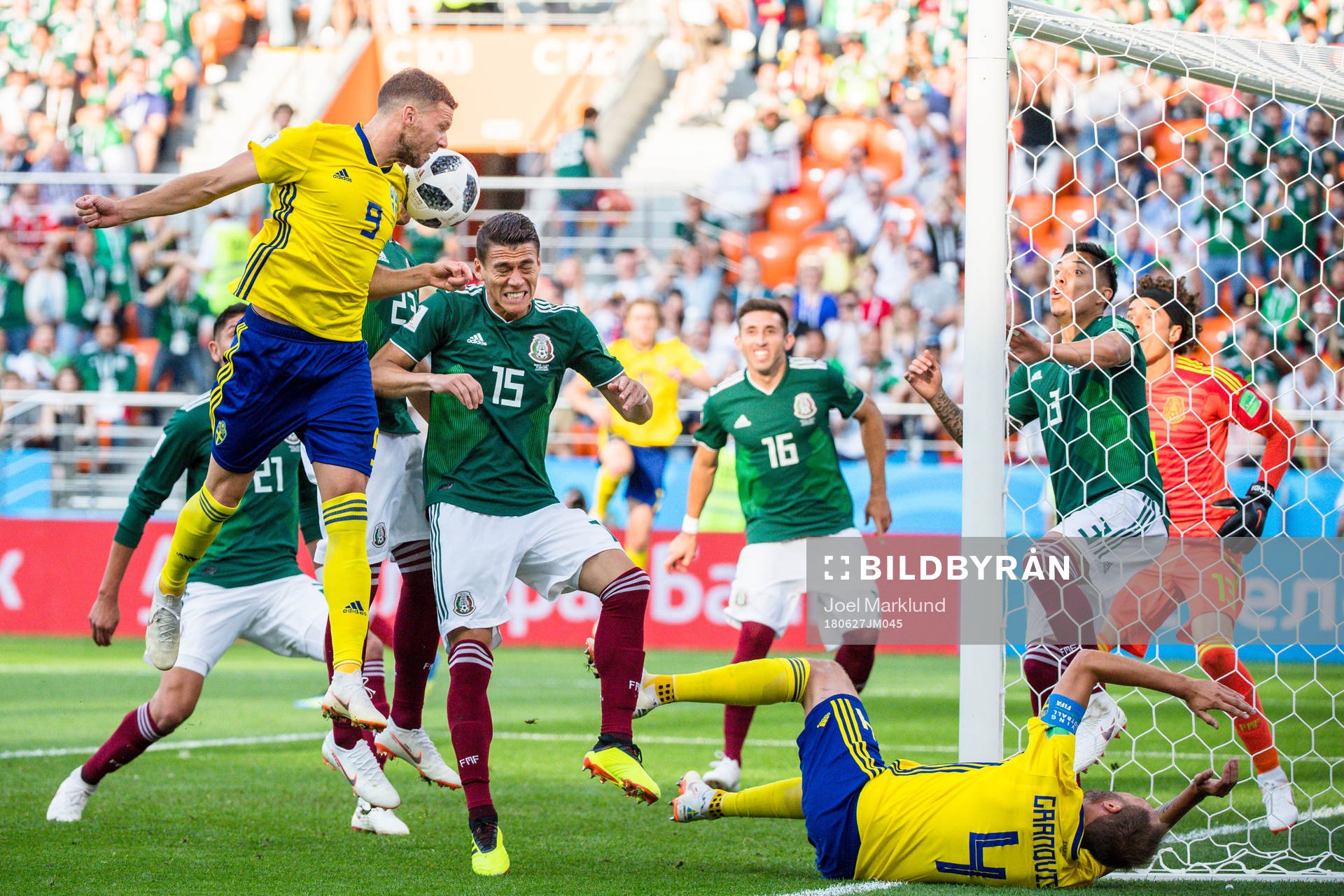 Marcus Berg and Andreas Granqvist against Hector Moreno  of