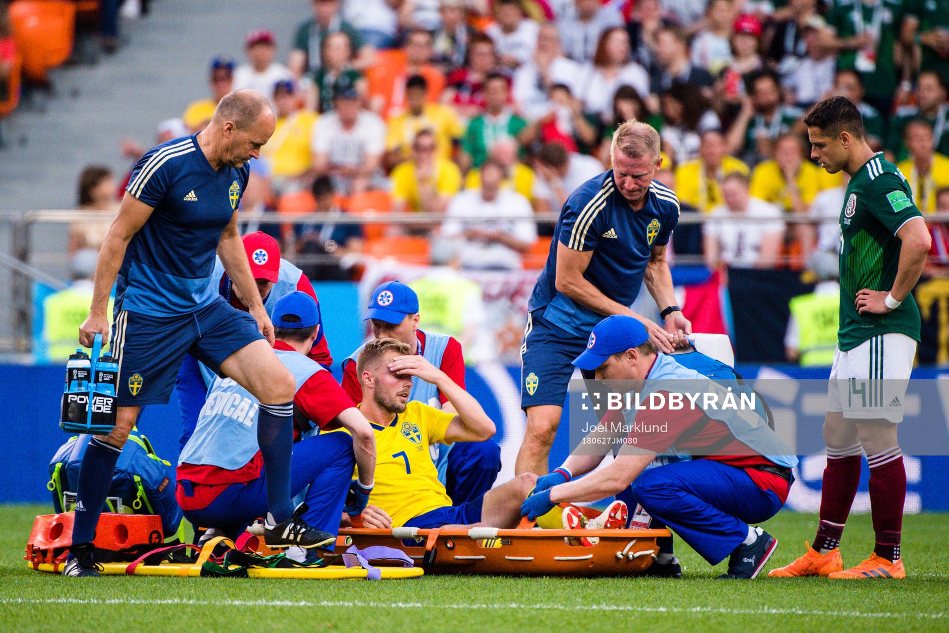 Sebastian Larsson of Sweden with a injury