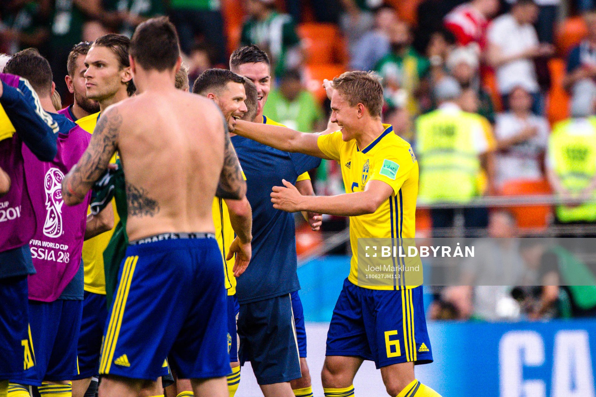 Marcus Berg and Ludwig Augustinsson of Sweden celebrates