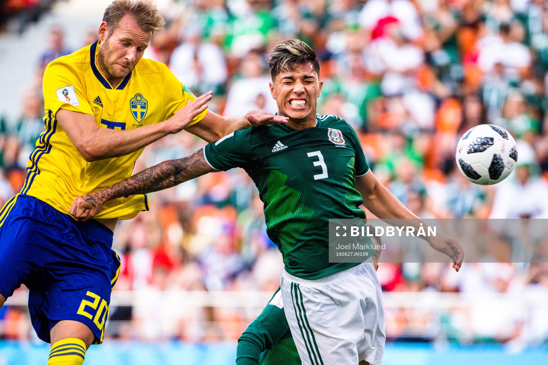 Ola Toivonen of Sweden and Carlos Salcedo of Mexico