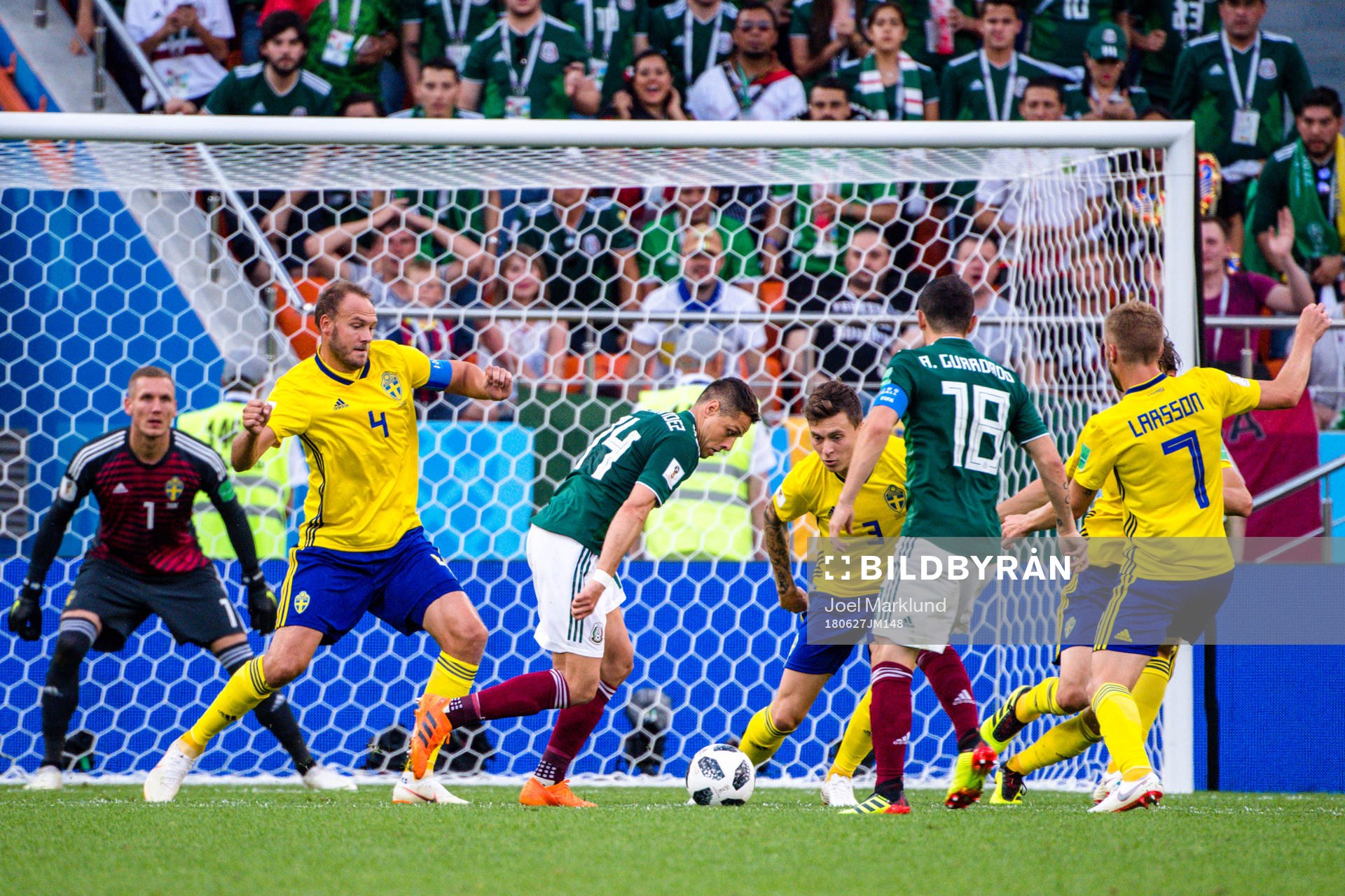 Javier Hernandez  of Mexico against Victor Nilsson