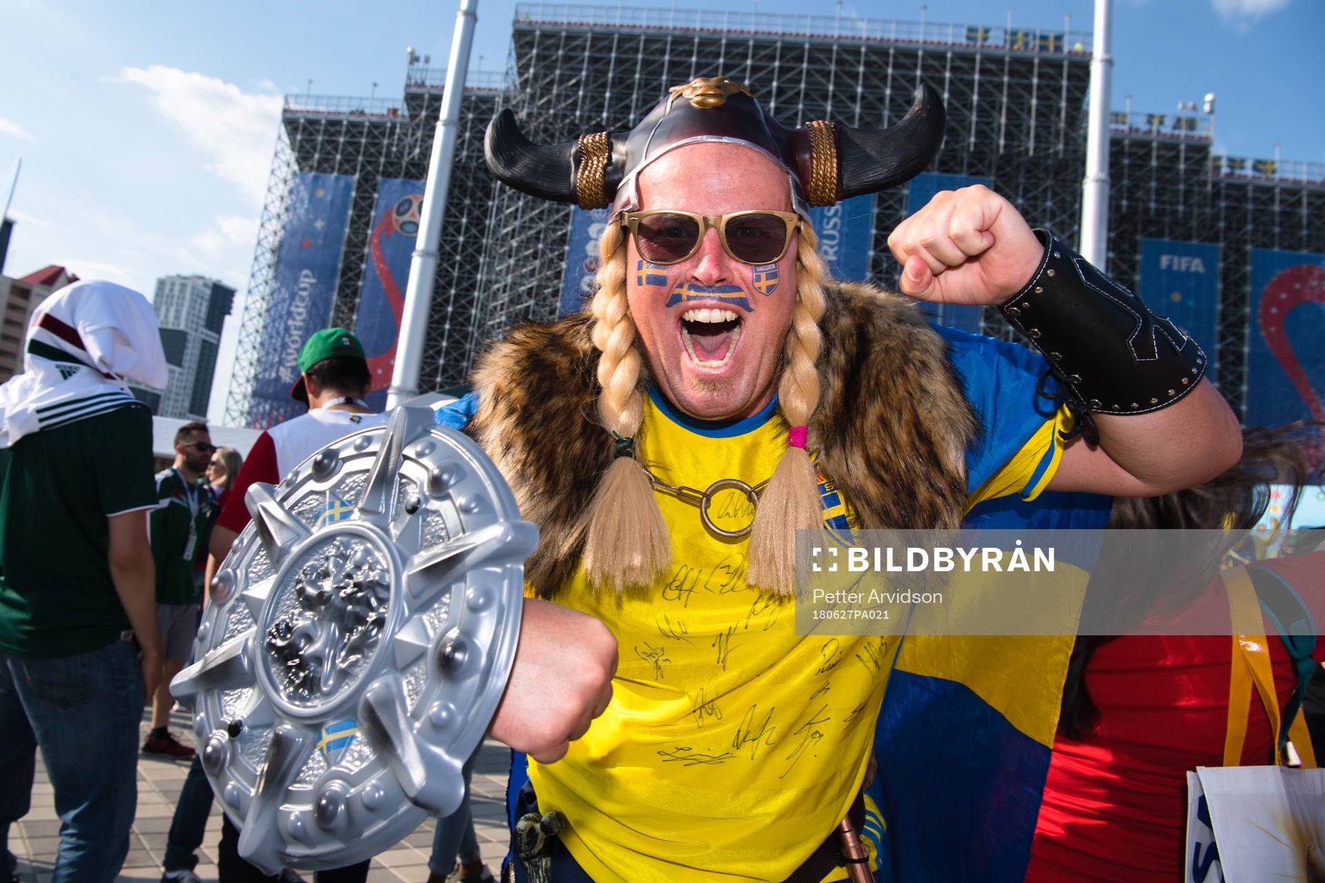 Fans of Sweden prior the FIFA World Cup group stage match