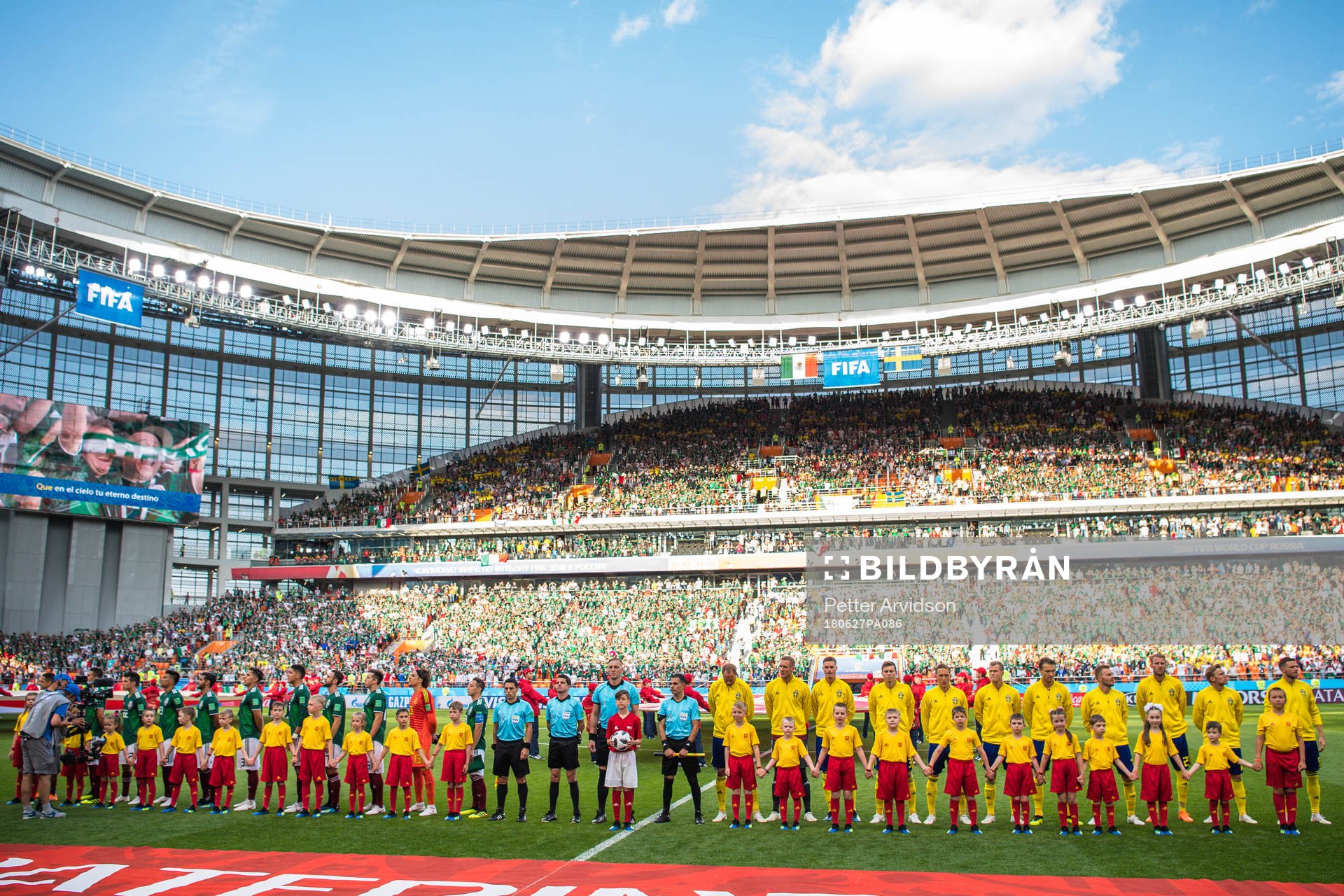 Starting elevens of Mexico and Sweden prior the FIFA World