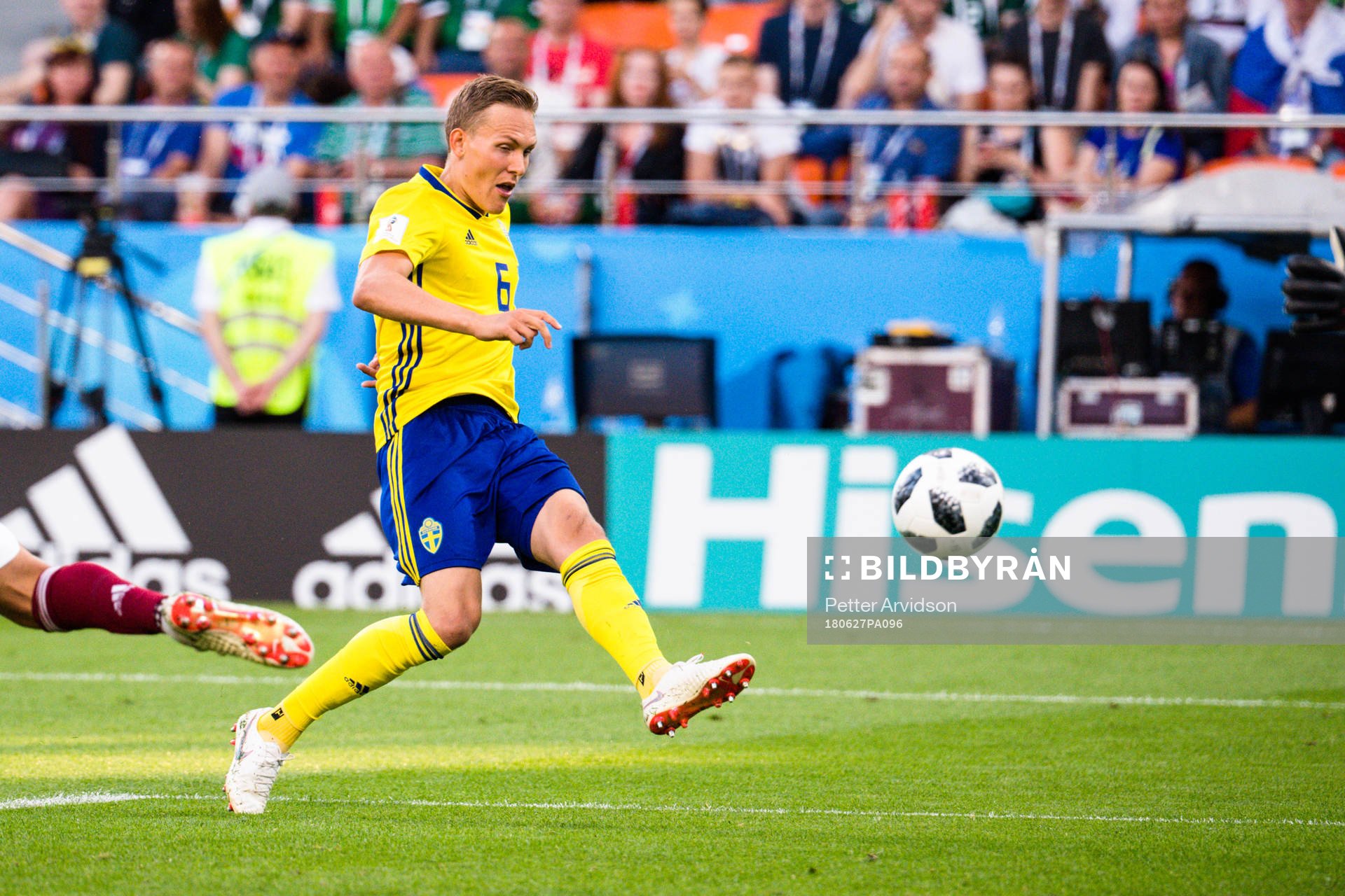 Ludwig Augustinsson of Sweden scores the 0-1 goal