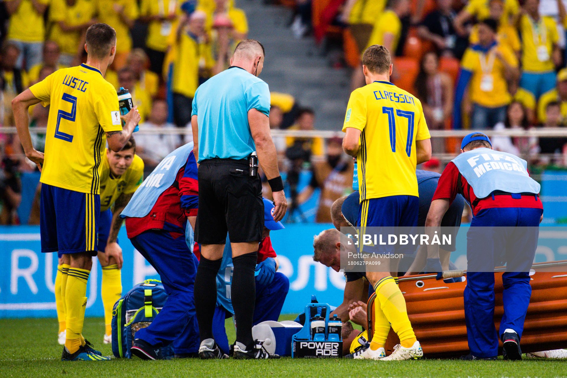 Sebastian Larsson of Sweden with a injury
