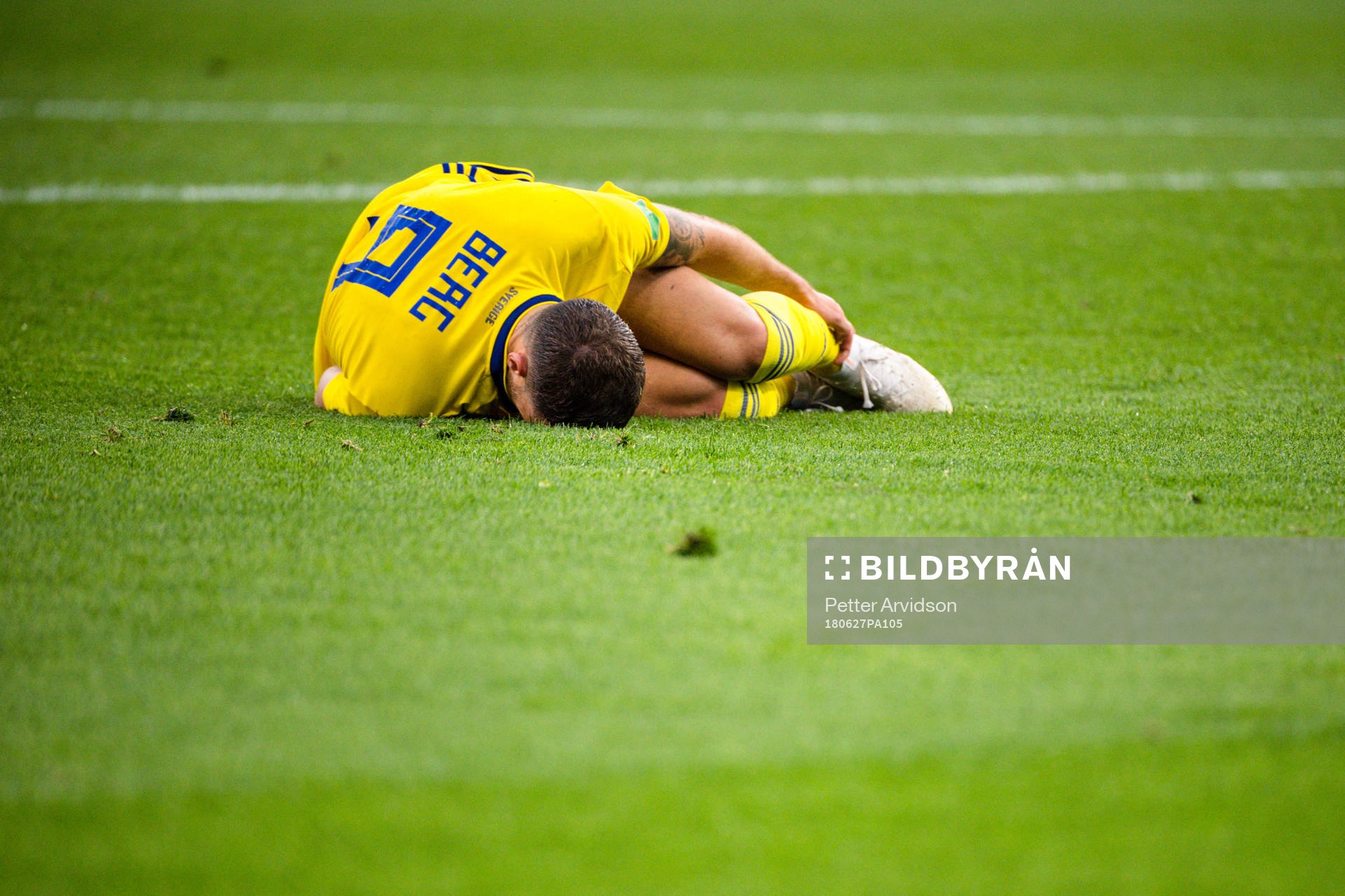 Marcus Berg of Sweden in pain