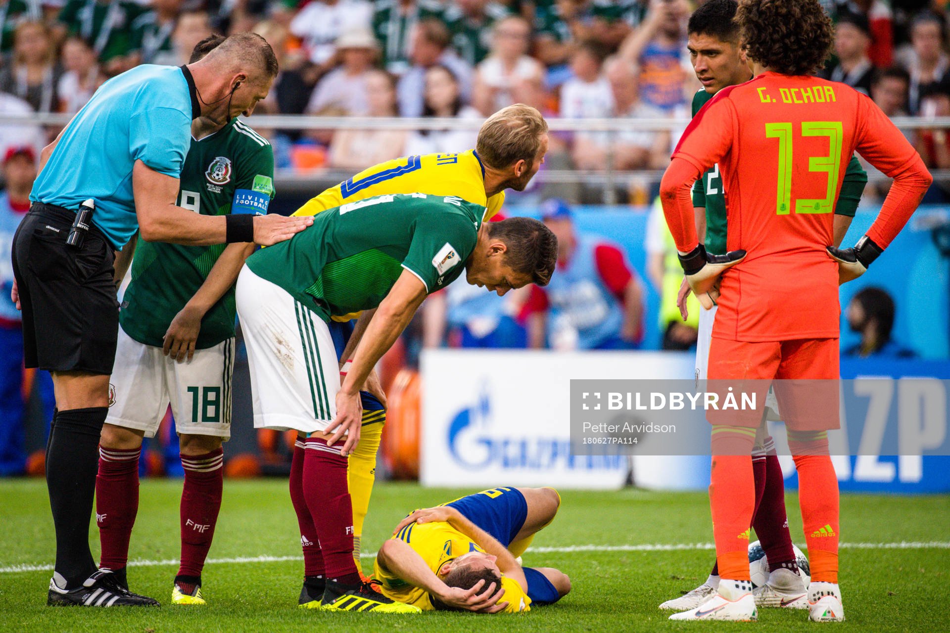 Marcus Berg of Sweden in pain