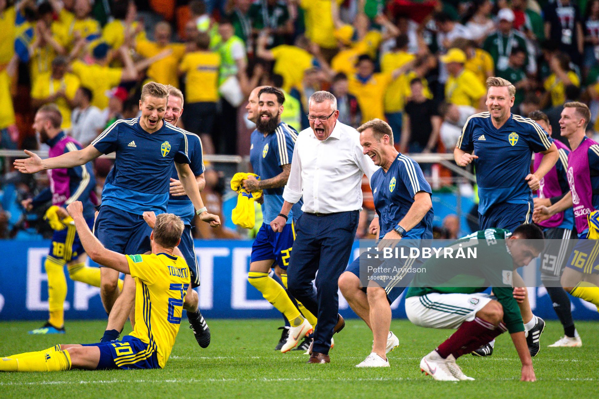 head coach Janne Andersson of Sweden celebrates with Ola