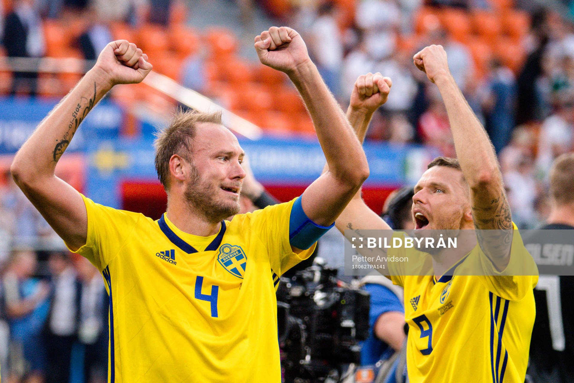 Andreas Granqvist and Marcus Berg of Sweden celebrates