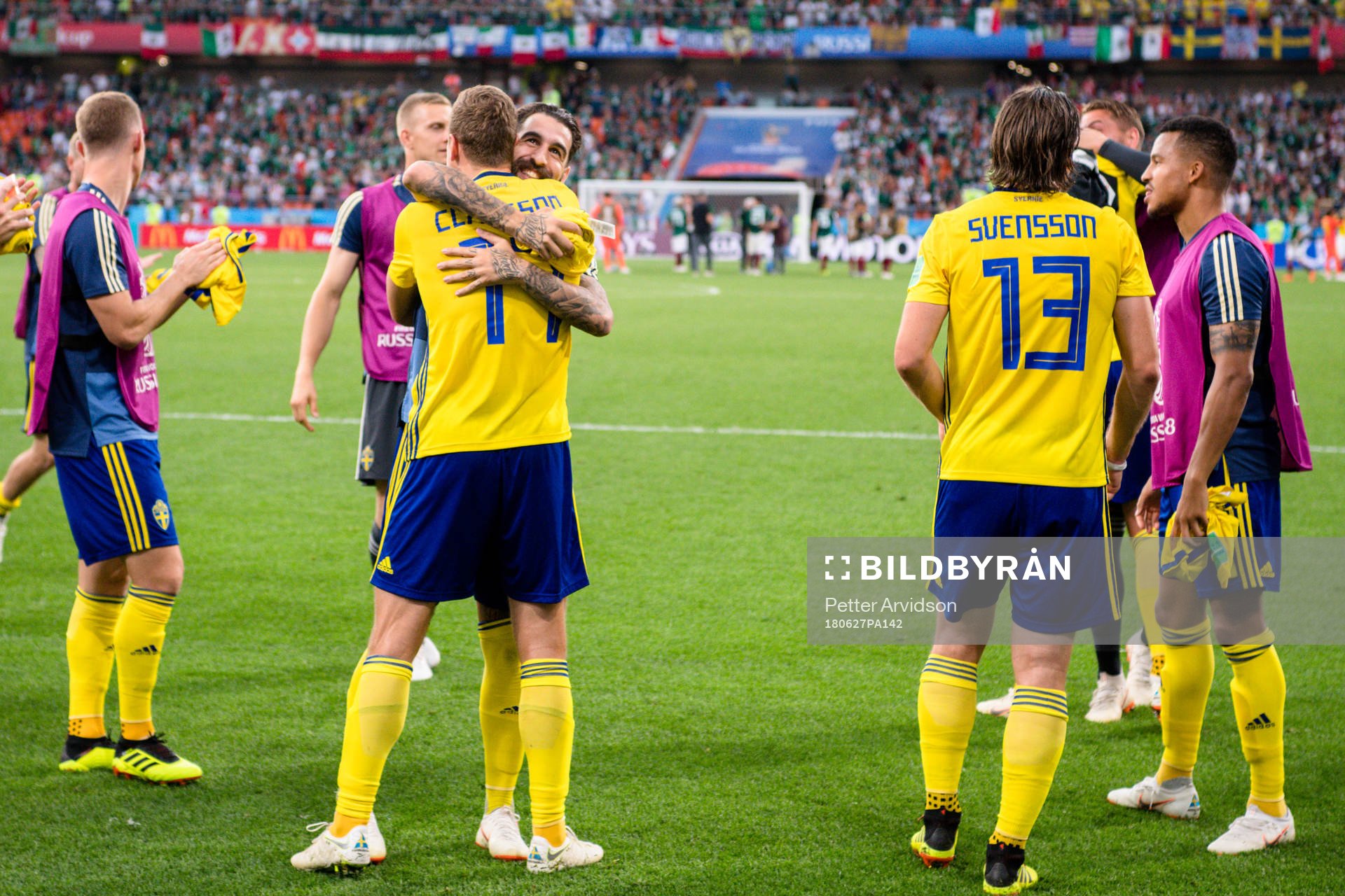 Viktor Claesson and Jimmy Durmaz of Sweden celebrates