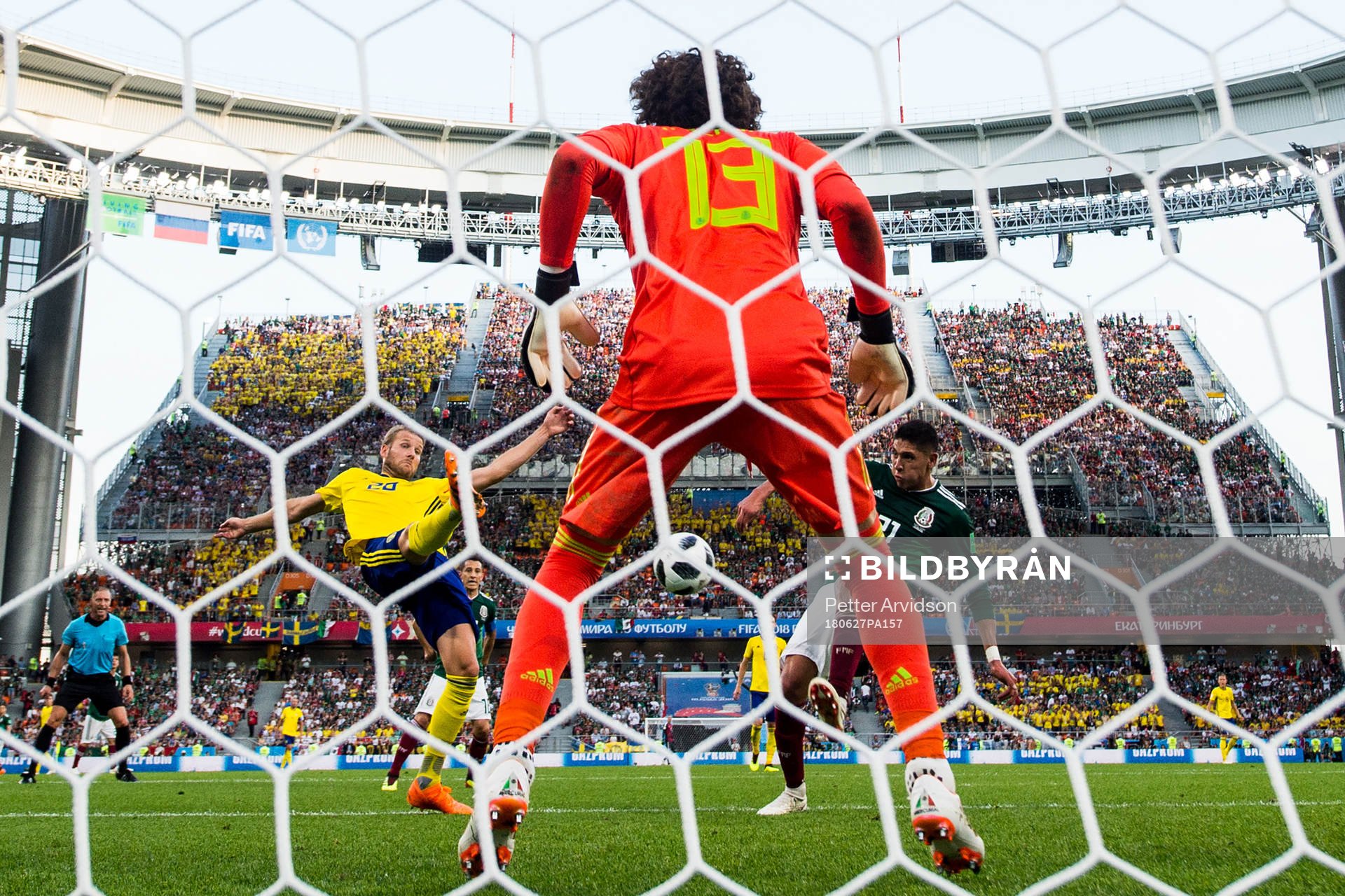 Ola Toivonen of Sweden scores 0-3 behind goalkeeper