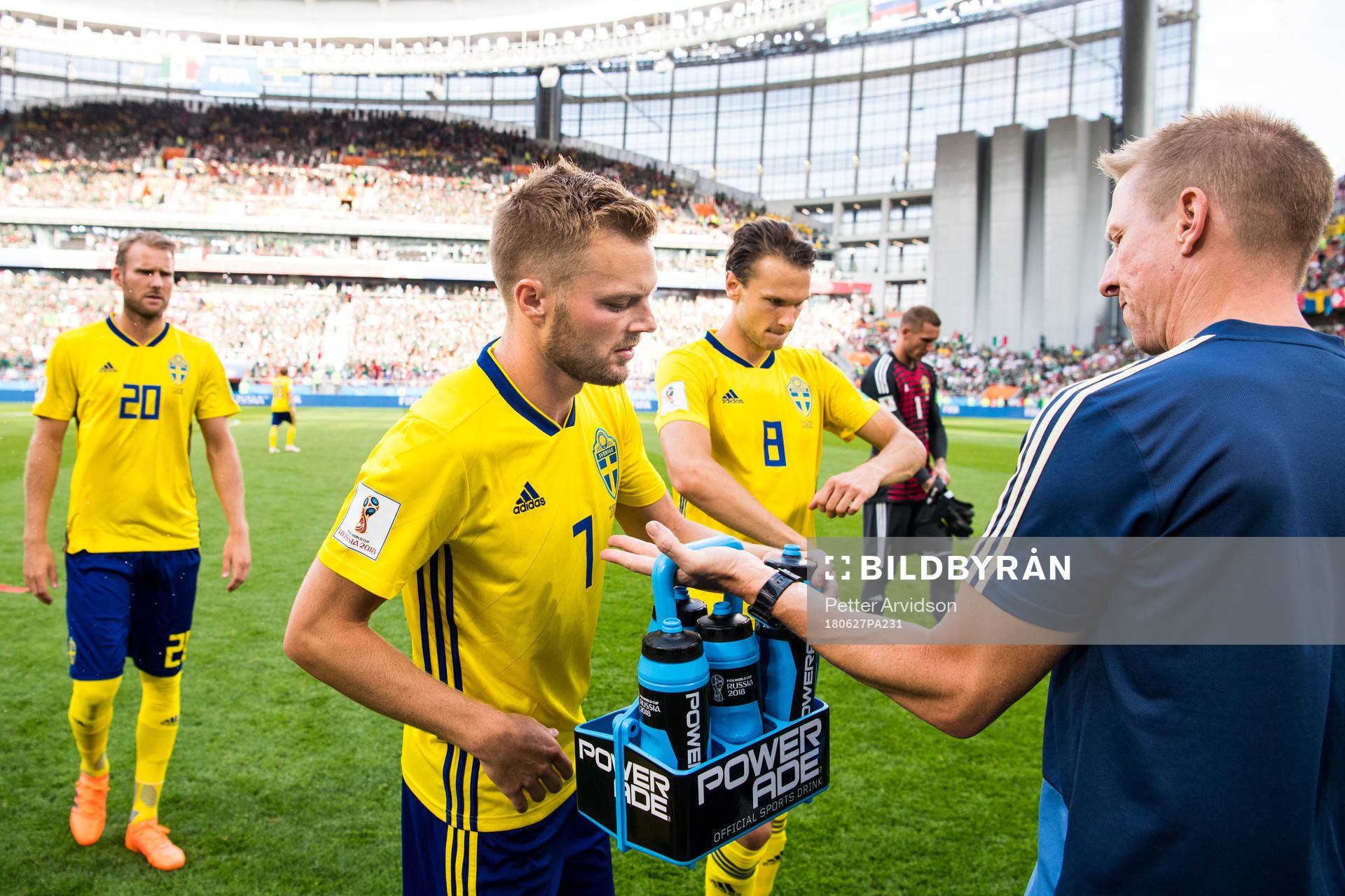 Ola Toivonen, Sebastian Larsson and Albin Ekdal of Sweden
