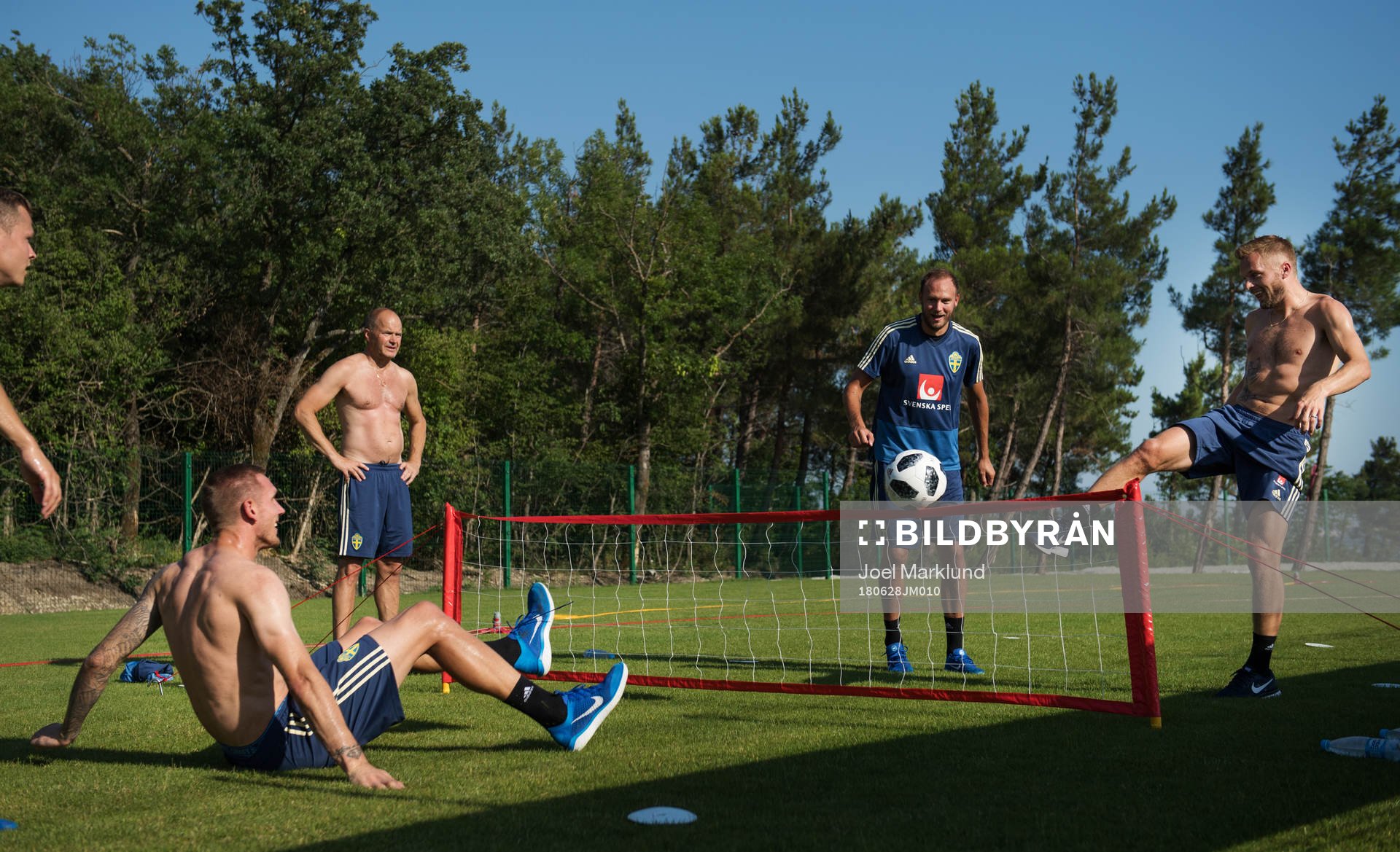 Robin Olsen, Andreas Granqvist and Sebastian Larsson of the