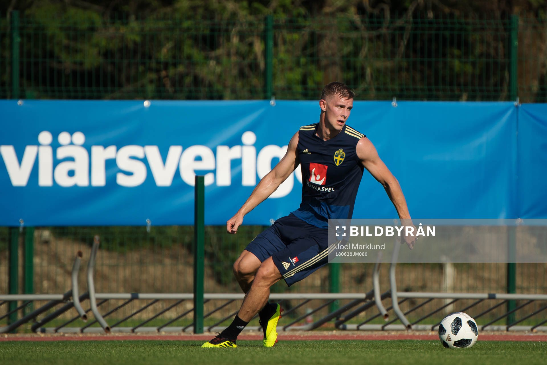 Emil Krafth of the Swedish national football team at a