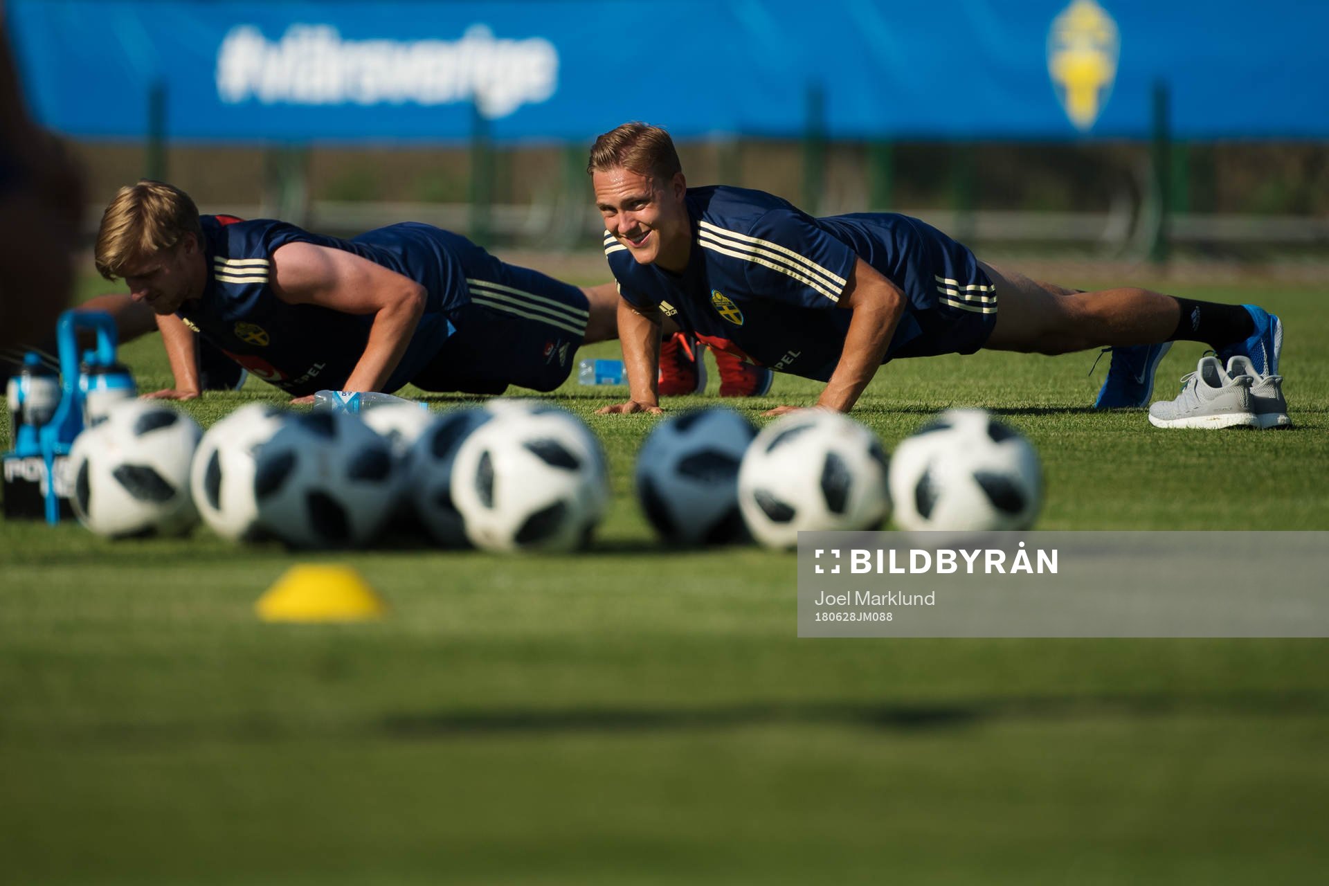 Emil Forsberg and Ludwig Augustinsson of the Swedish