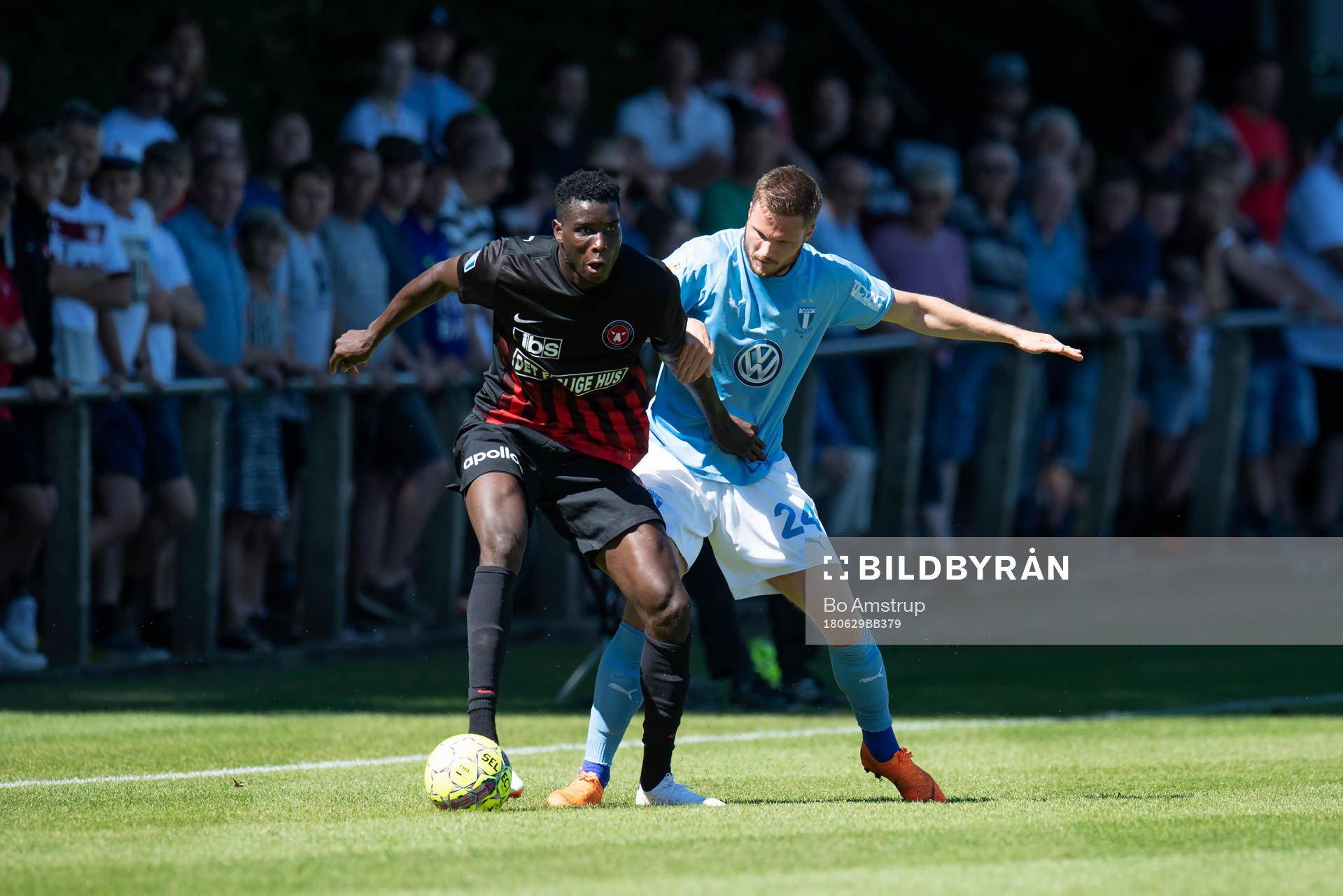 Midtjyllands Ebere Paul Onuachu with the ball against