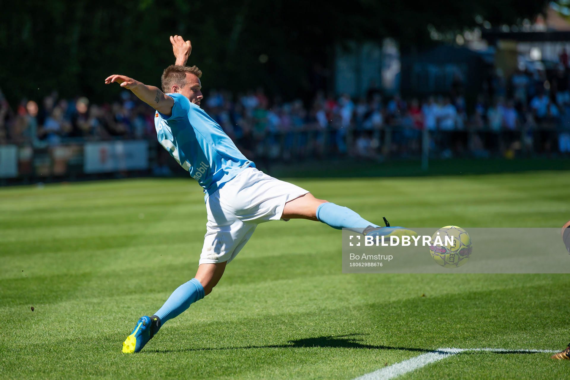 Malmö FFs Eric Larsson in action with