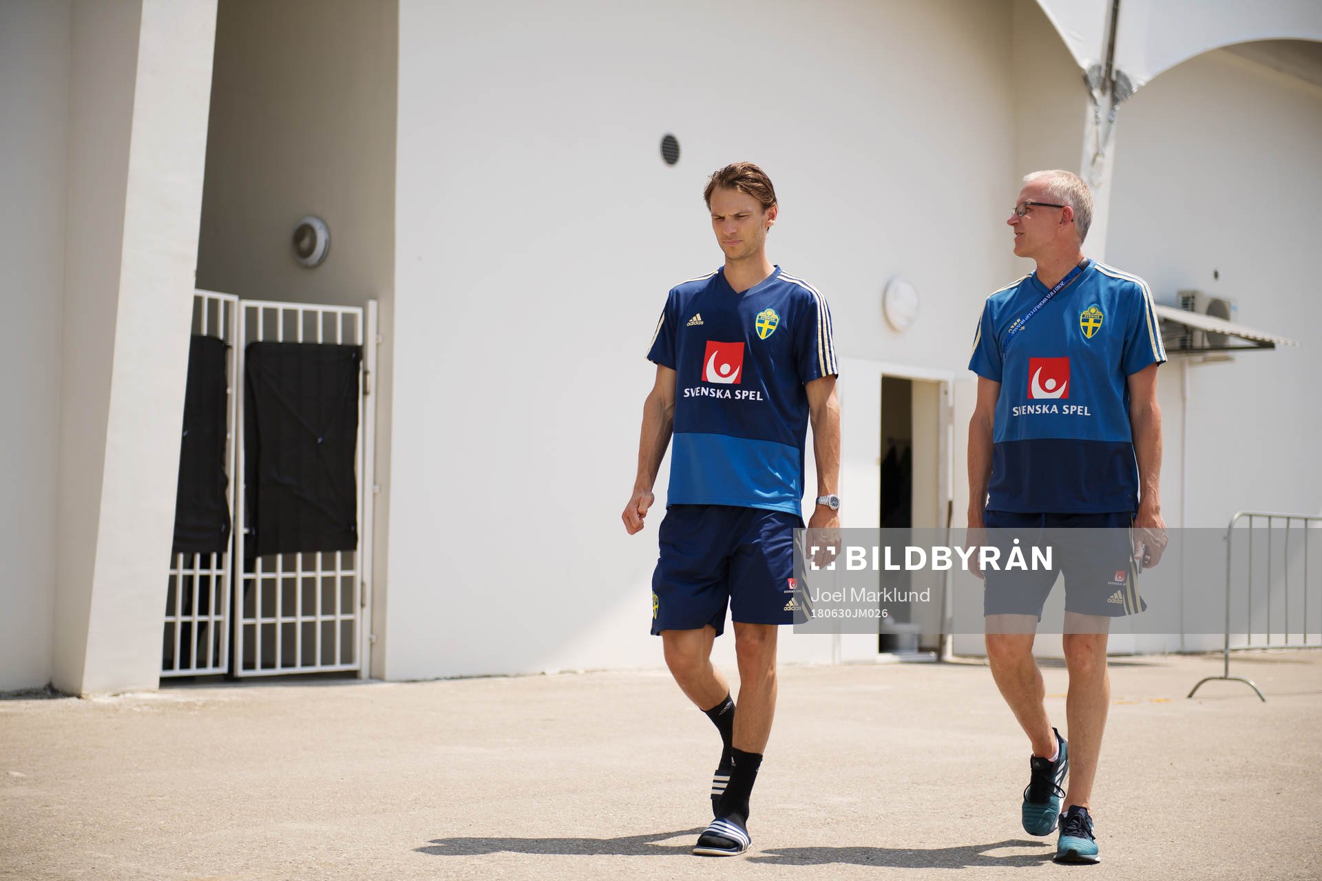 Albin Ekdal and media officer Staffan Stjernholm of the