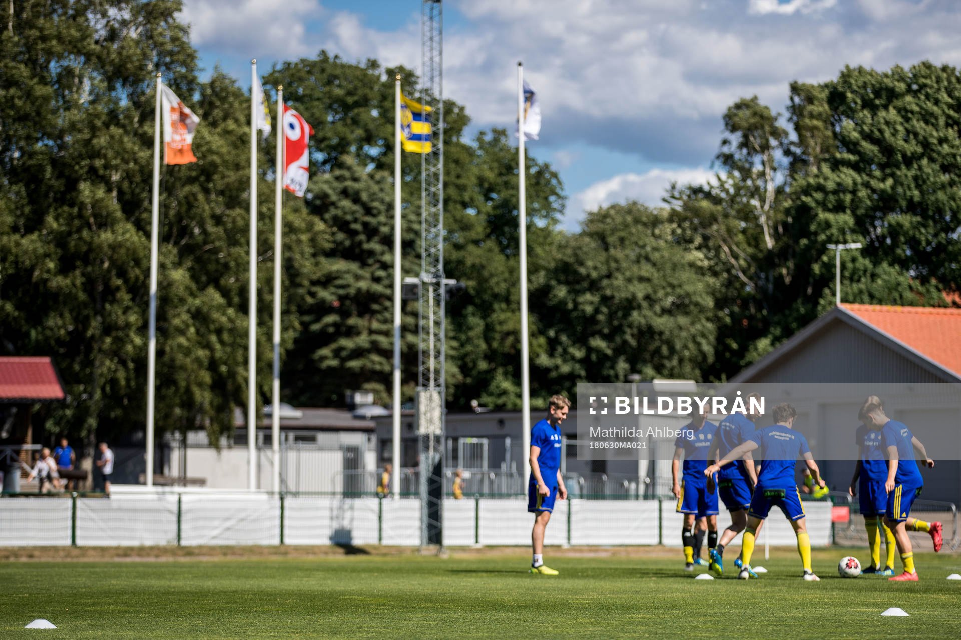 Spelare värmer upp