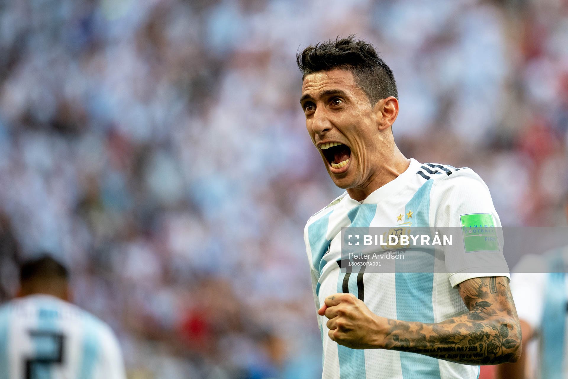 Angel Di Maria of Argentina celebrates