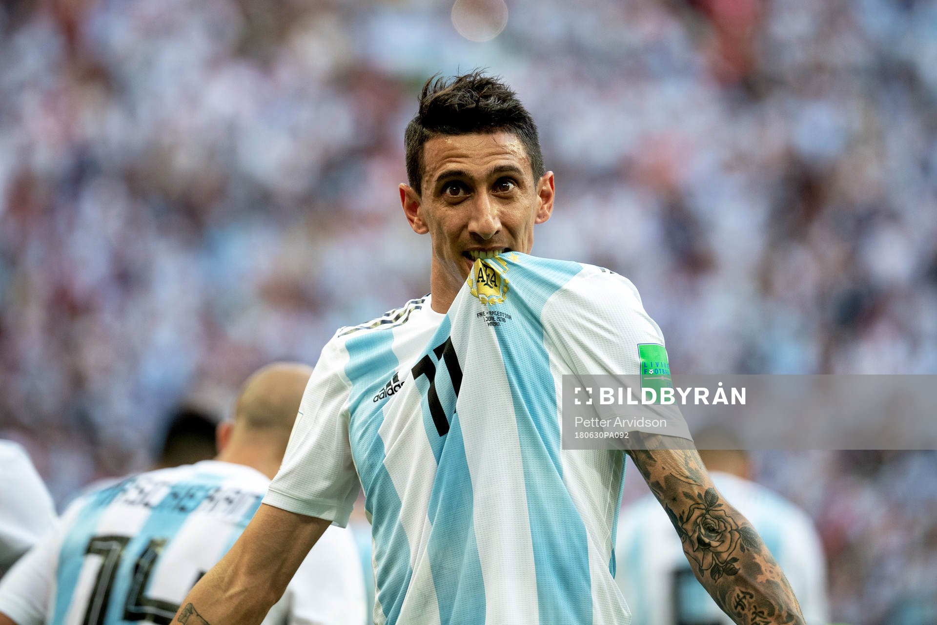 Angel Di Maria of Argentina celebrates