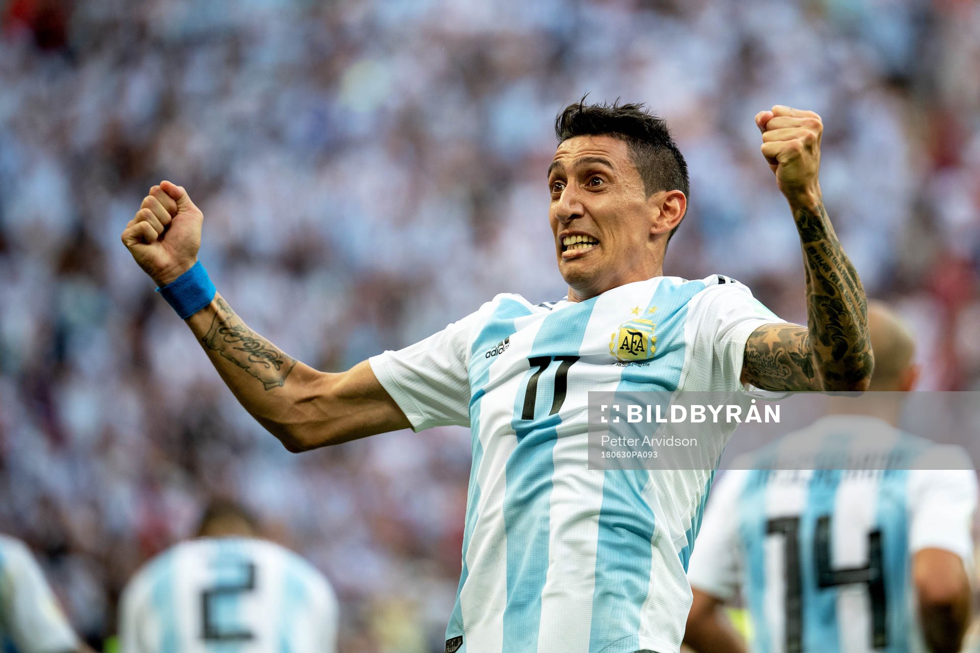 Angel Di Maria of Argentina celebrates