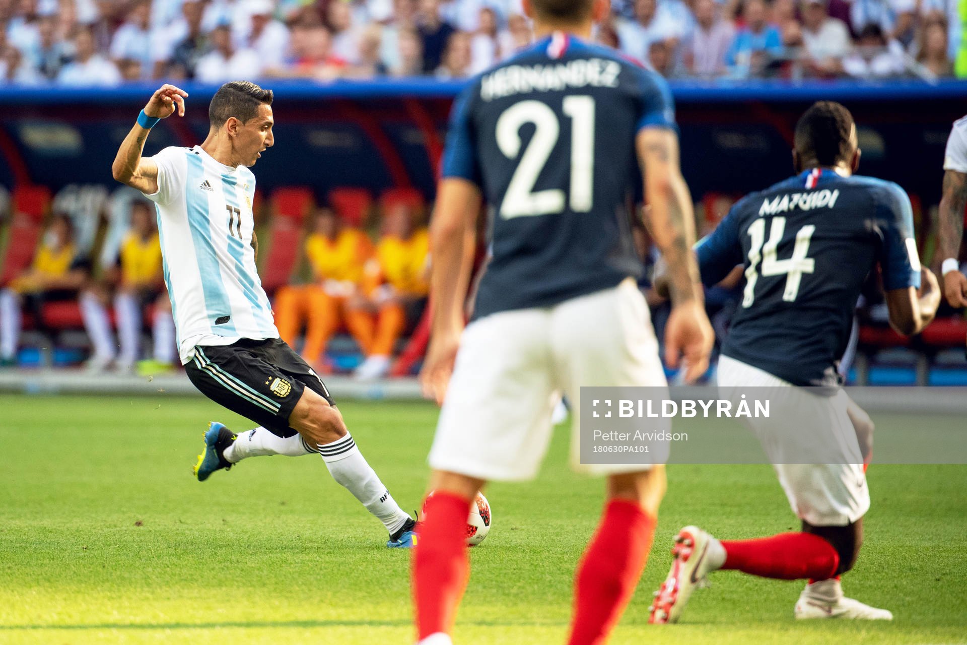 Angel Di Maria of Argentina scores 1-1