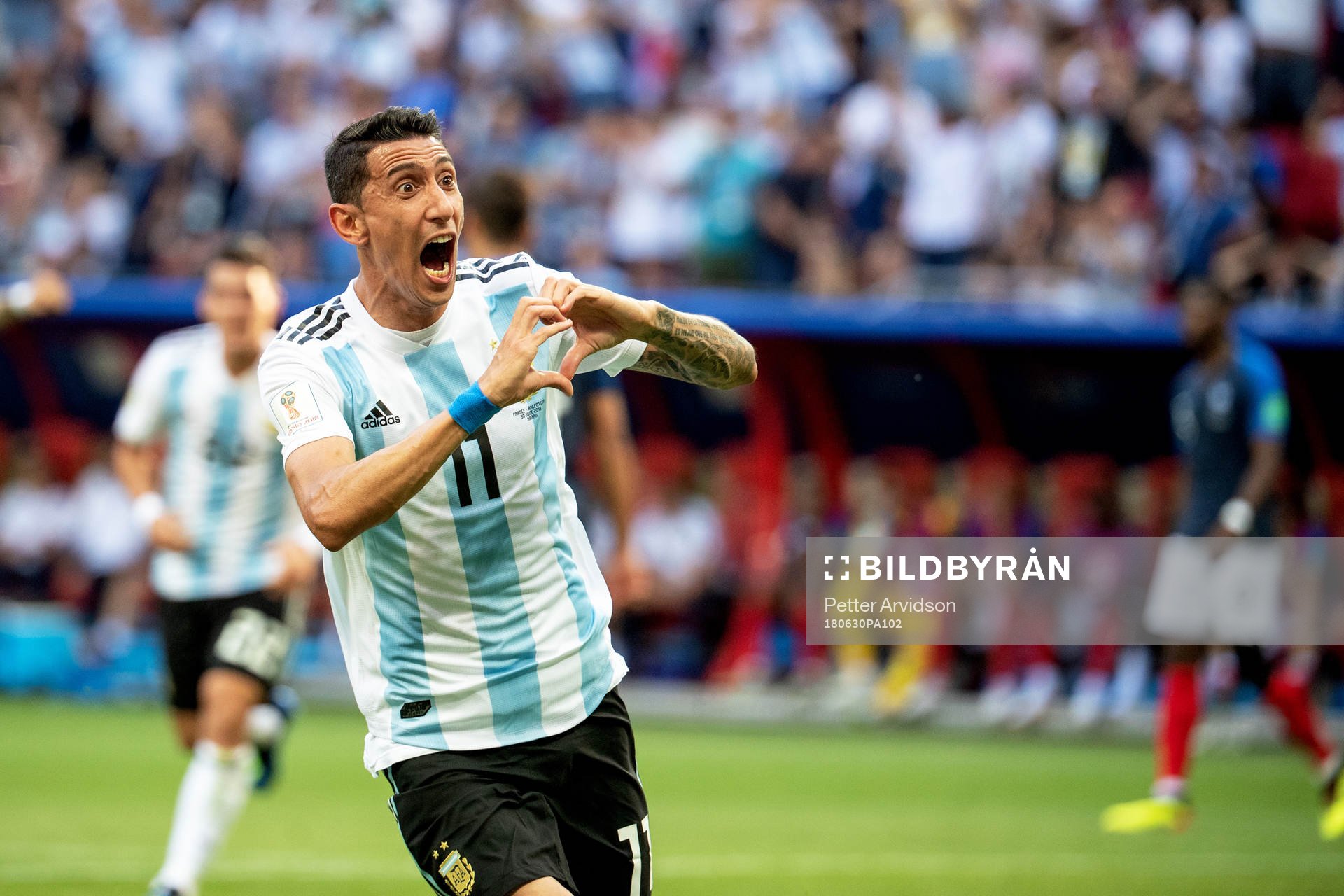 Angel Di Maria of Argentina celebrates