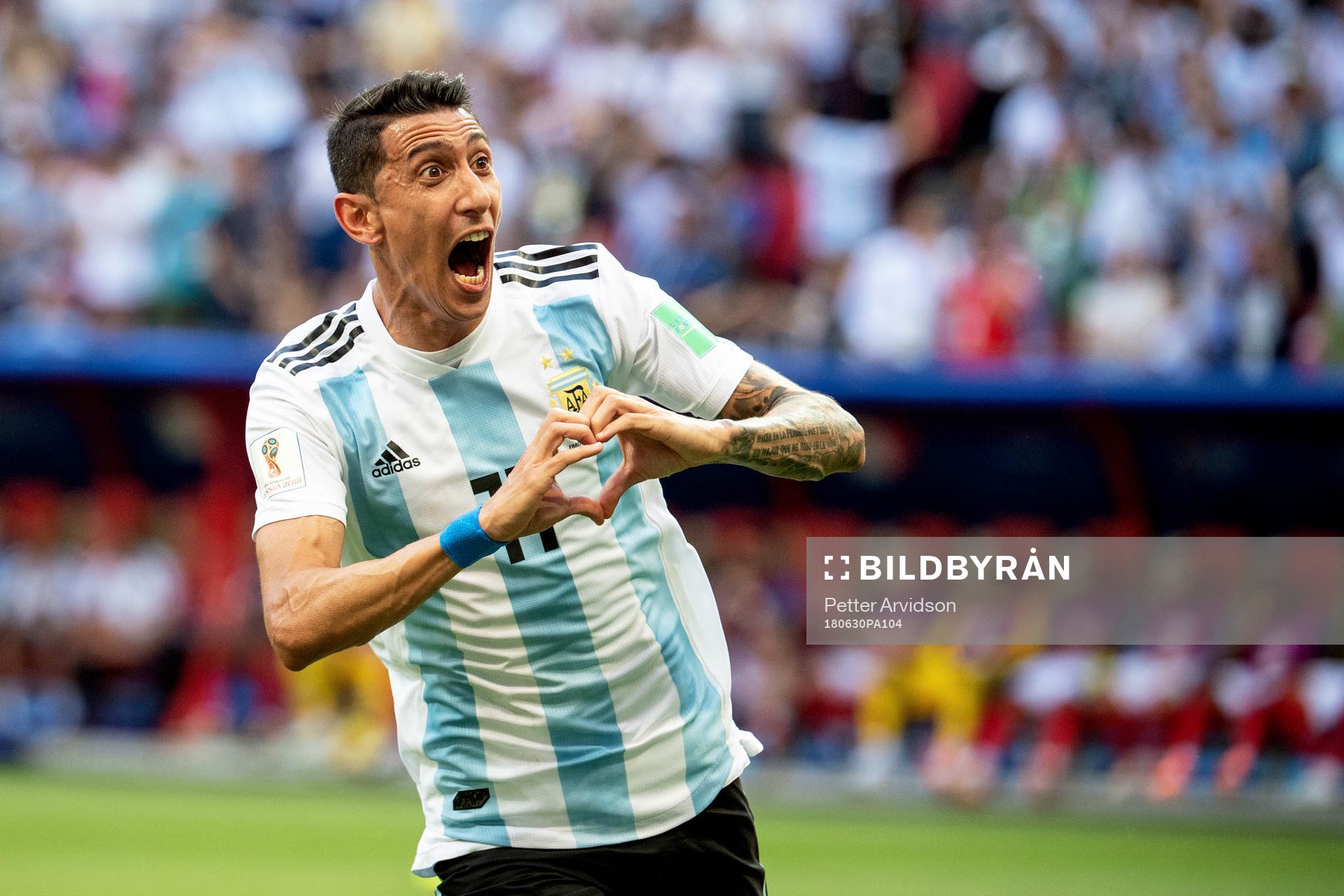 Angel Di Maria of Argentina celebrates