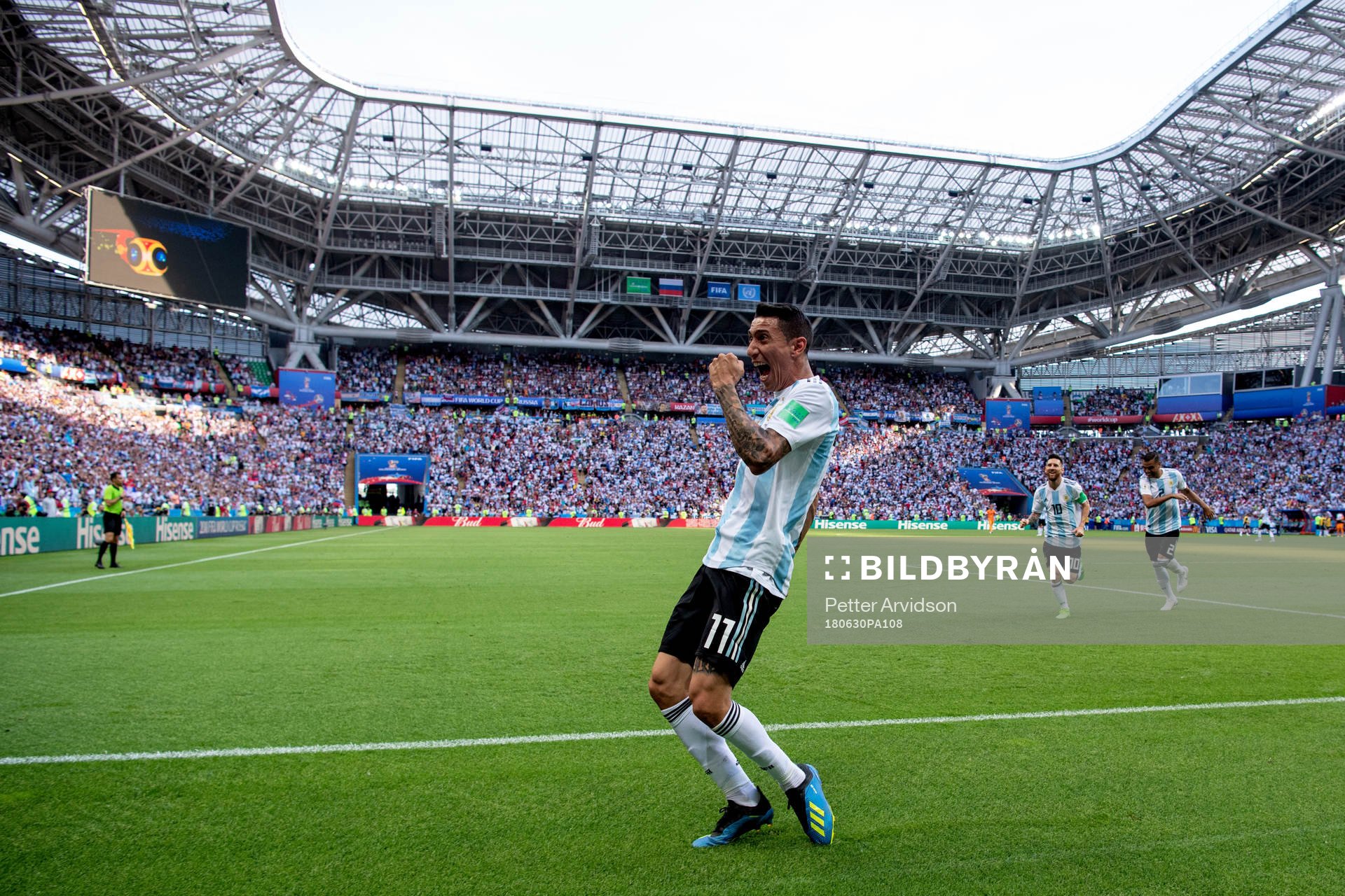 Angel Di Maria of Argentina celebrates