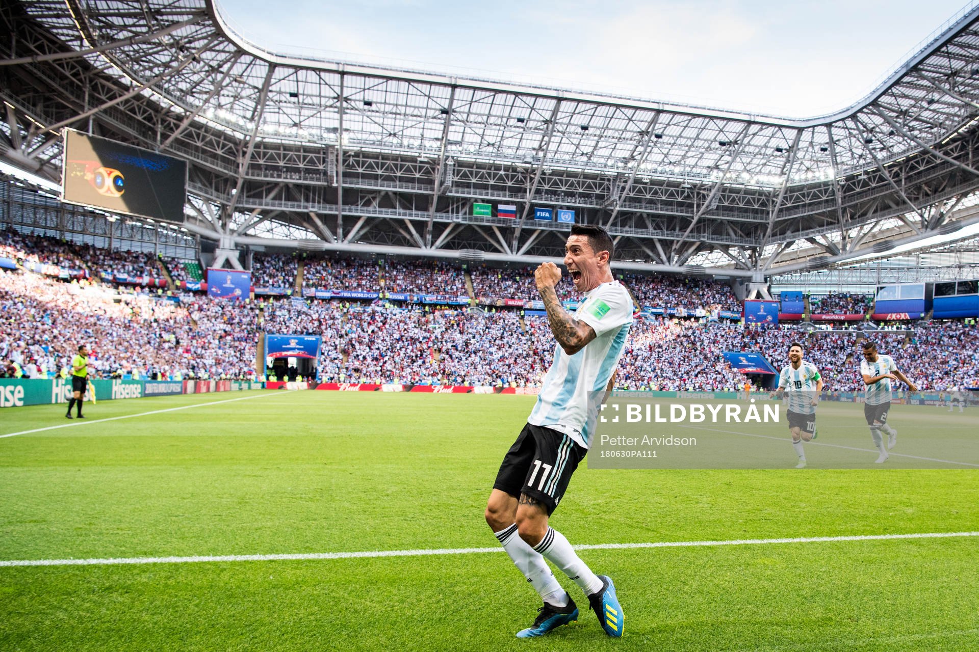 Angel Di Maria of Argentina celebrates