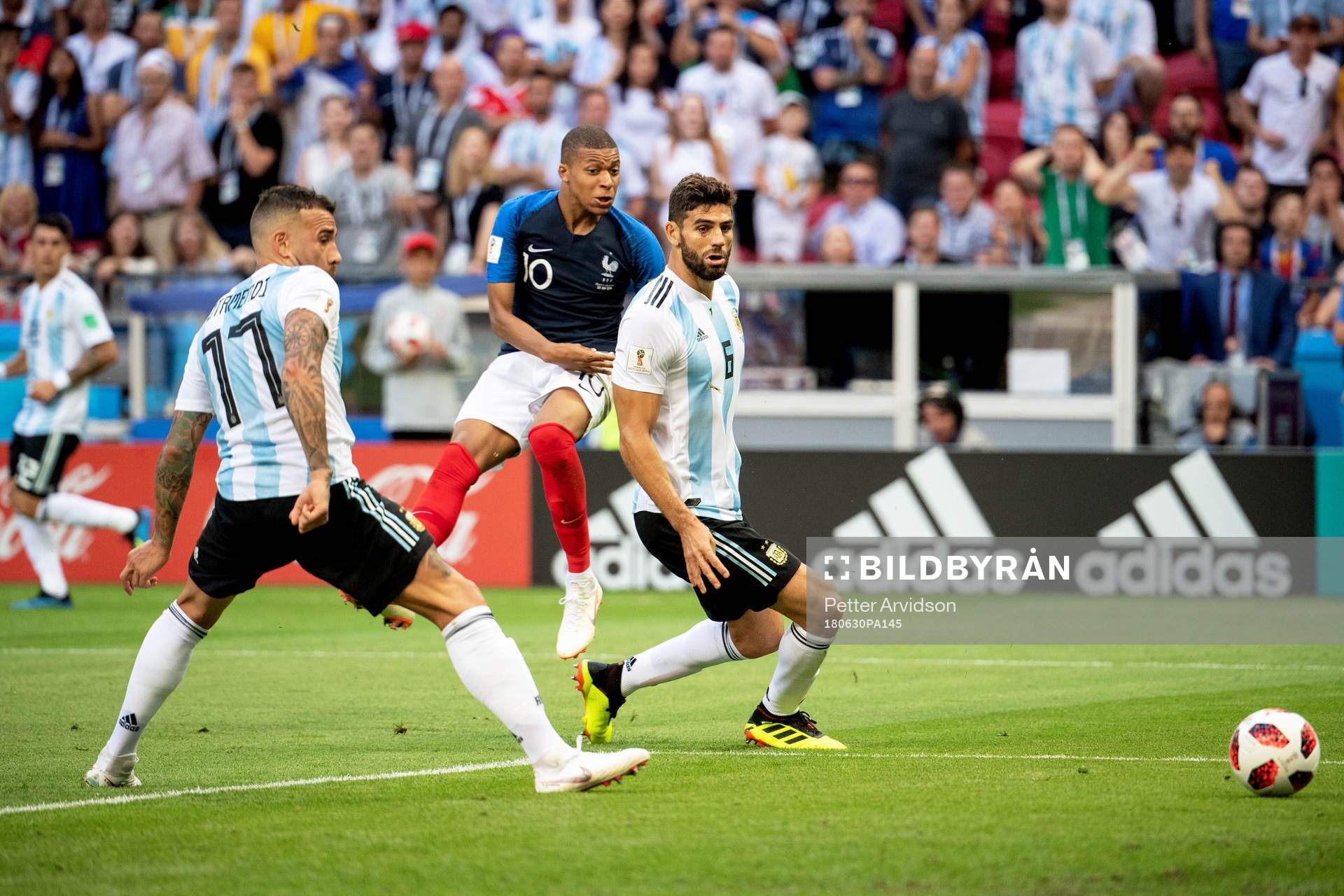 Kylian Mbappe of France scores 3-2