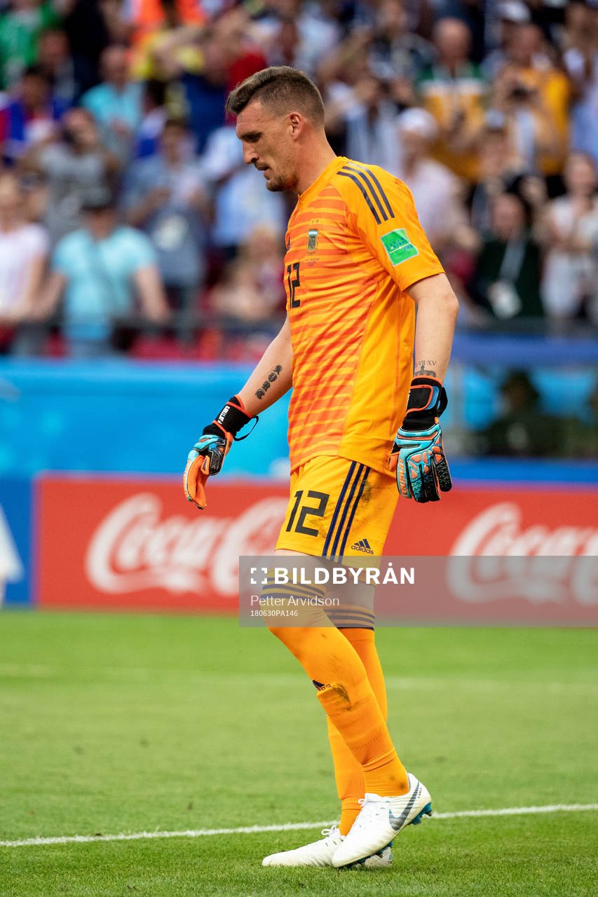 goalkeeper Franco Armani of Argentina looks dejected