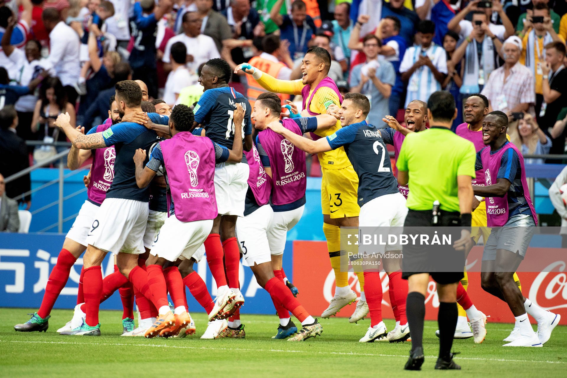 Kylian Mbappe of France celebrates with his teammates
