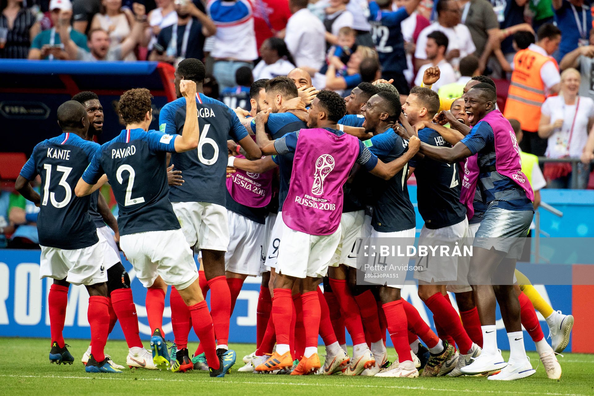 Kylian Mbappe of France celebrates with his teammates