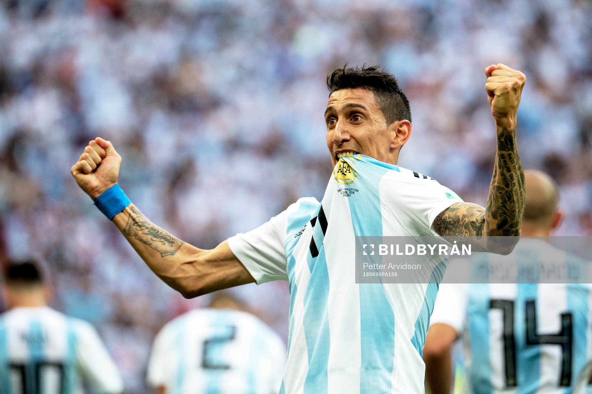 Angel Di Maria of Argentina celebrates