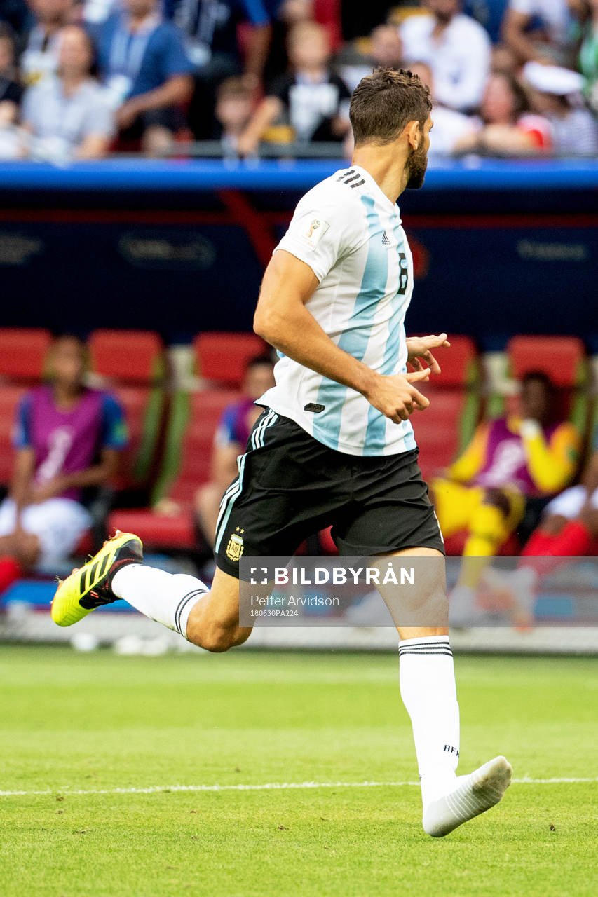 Federico Fazio of Argentina without a shoe