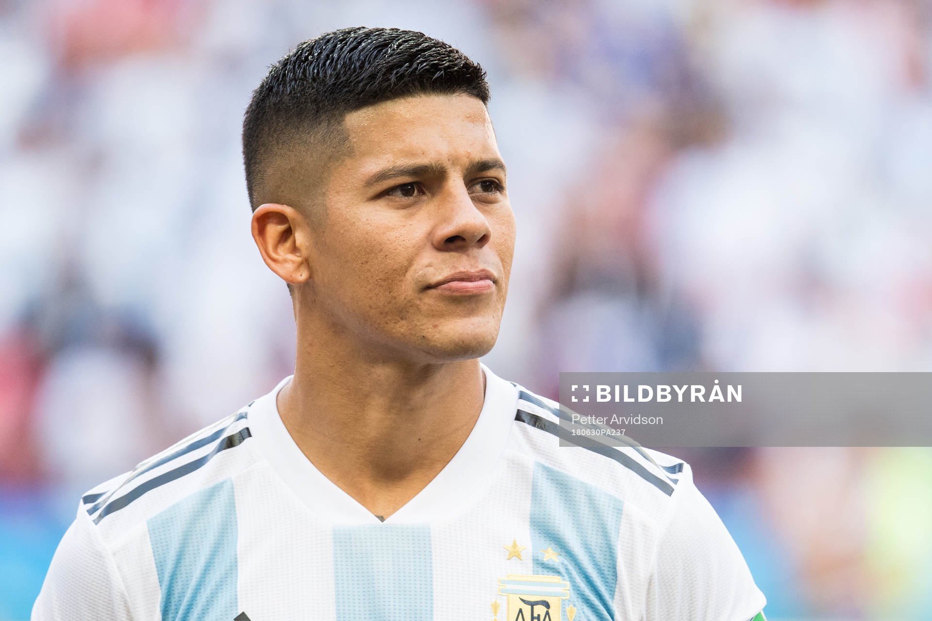 Marcos Rojo of Argentina prior the FIFA World Cup round of