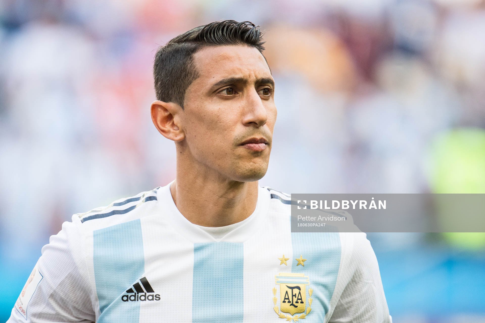 Angel Di Maria of Argentina prior the FIFA World Cup round