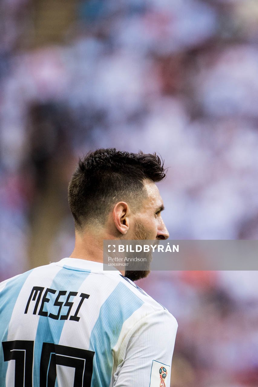 Lionel Messi of Argentina looks dejected