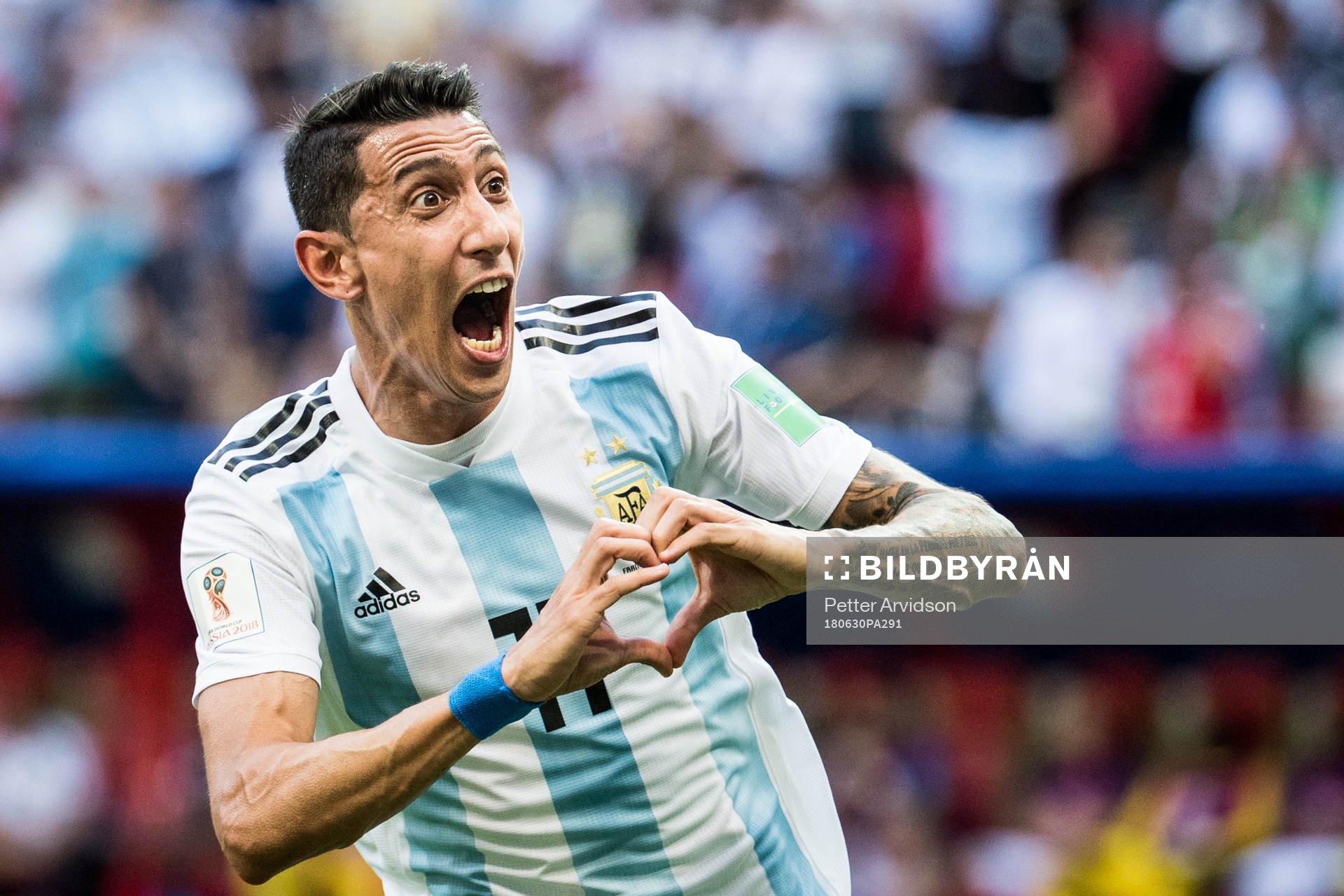 Angel Di Maria of Argentina celebrates