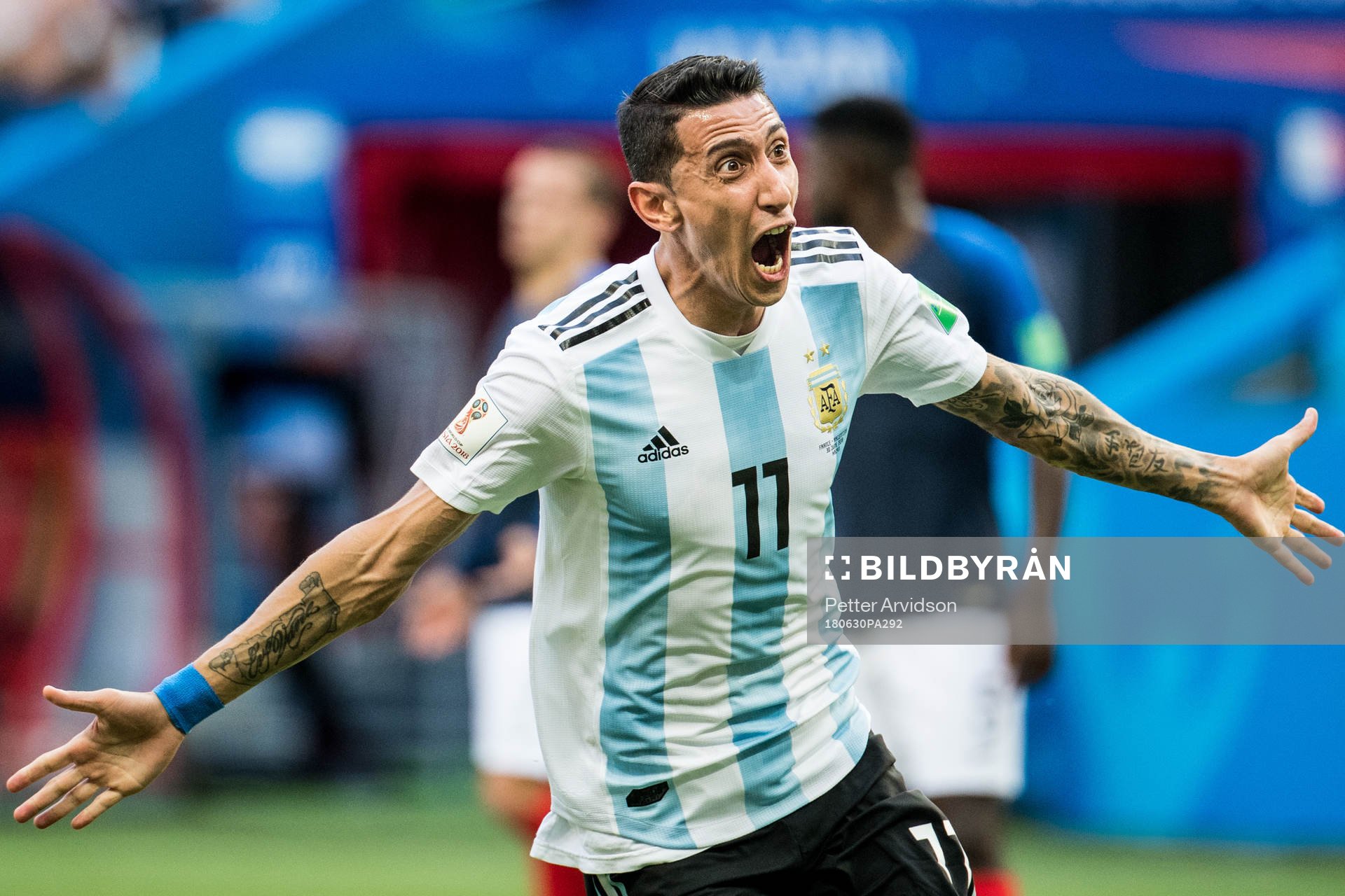 Angel Di Maria of Argentina celebrates