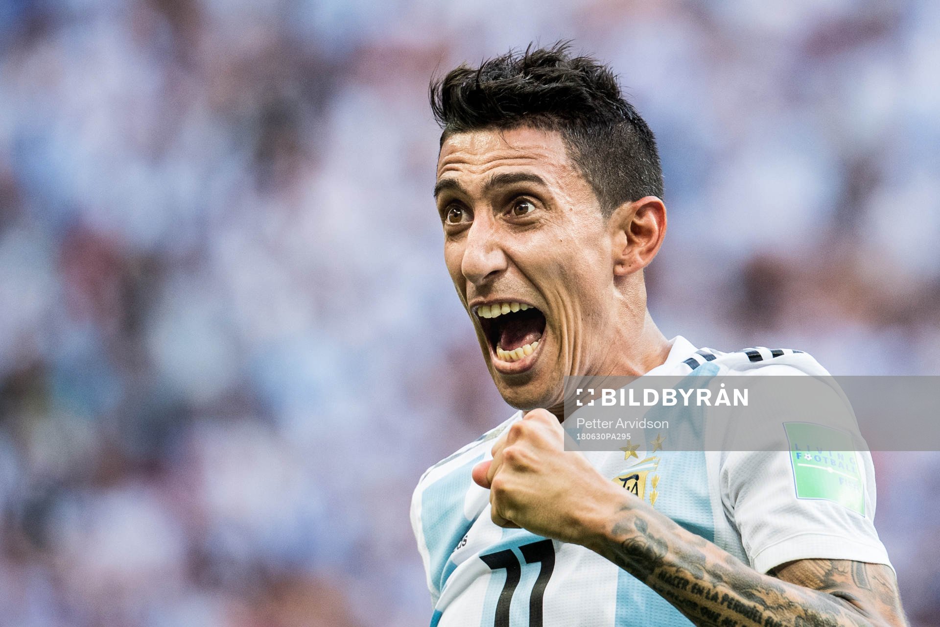 Angel Di Maria of Argentina celebrates
