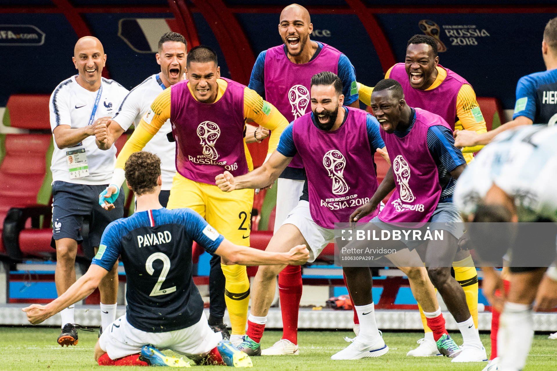 Benjamin Pavard of France celebrates