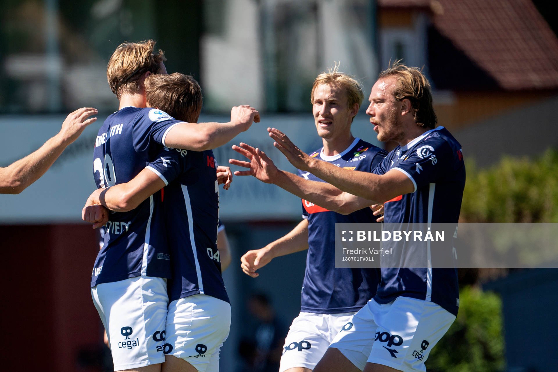 Kristian Thorstvedt of Viking celebrates with his teammates