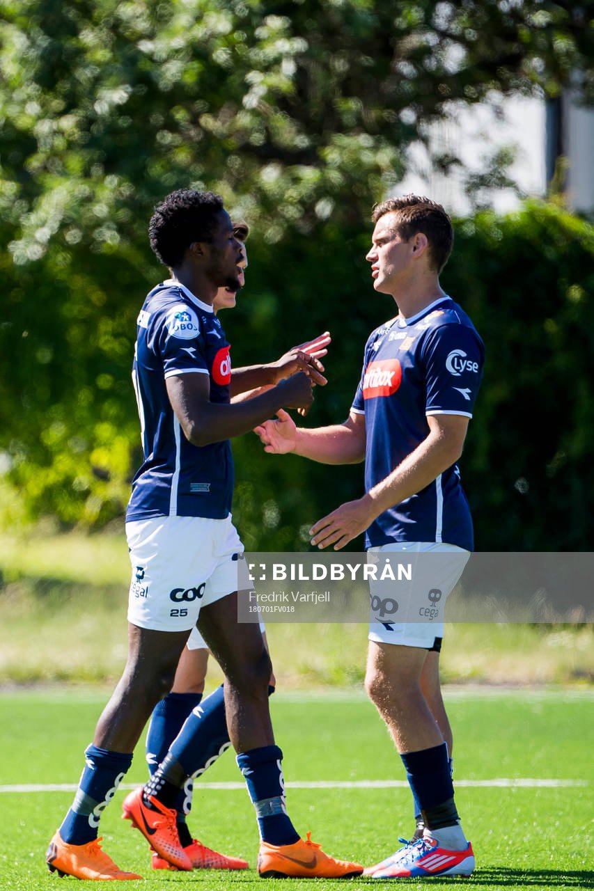 Usman Sale of Viking celebrates after scoring 0-3 during the OBOS-ligaen match between Strømmen and Viking on July 1, 2018 in Strømmen.
