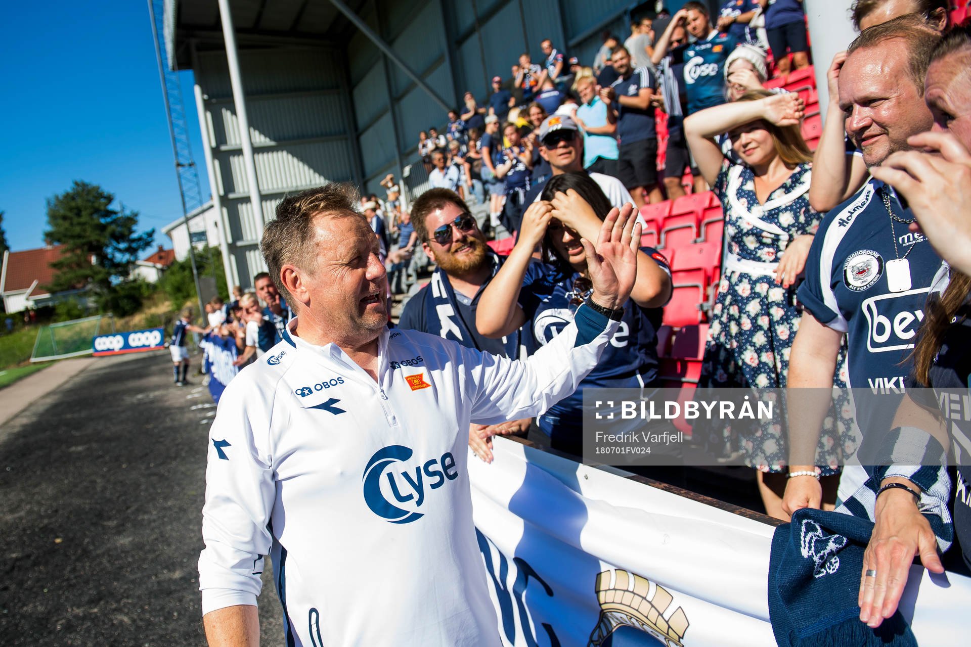 Bjarne Berntsen, head coach of Viking, celebrate safter the