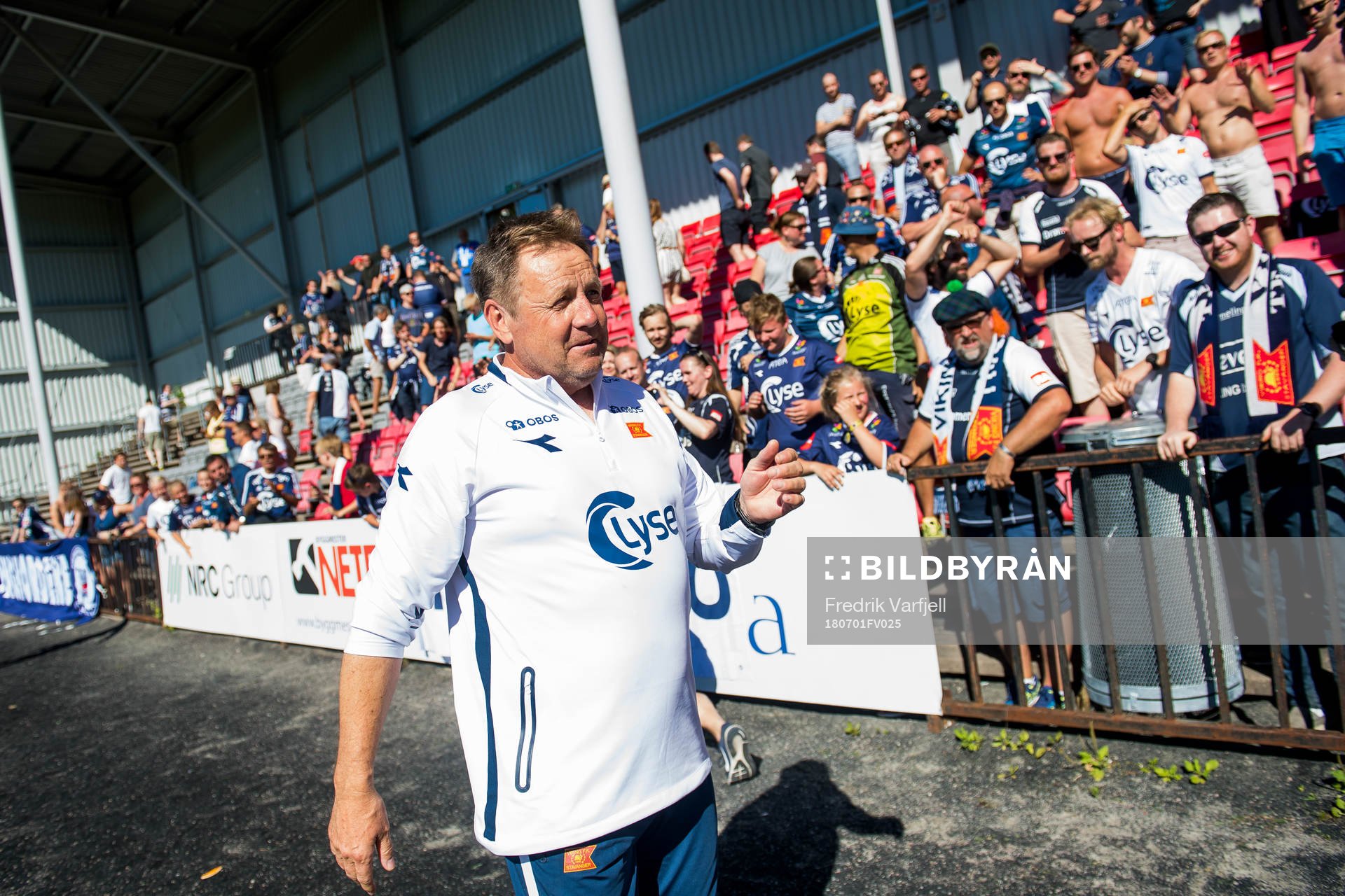 Bjarne Berntsen, head coach of Viking, celebrate safter the