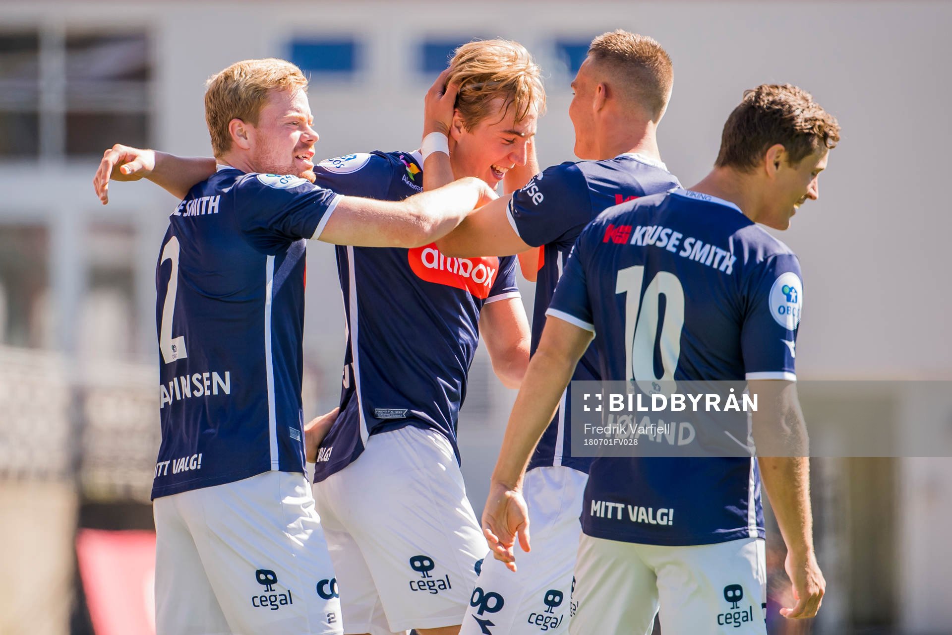 Kristian Thorstvedt of Viking celebrates with his teammates