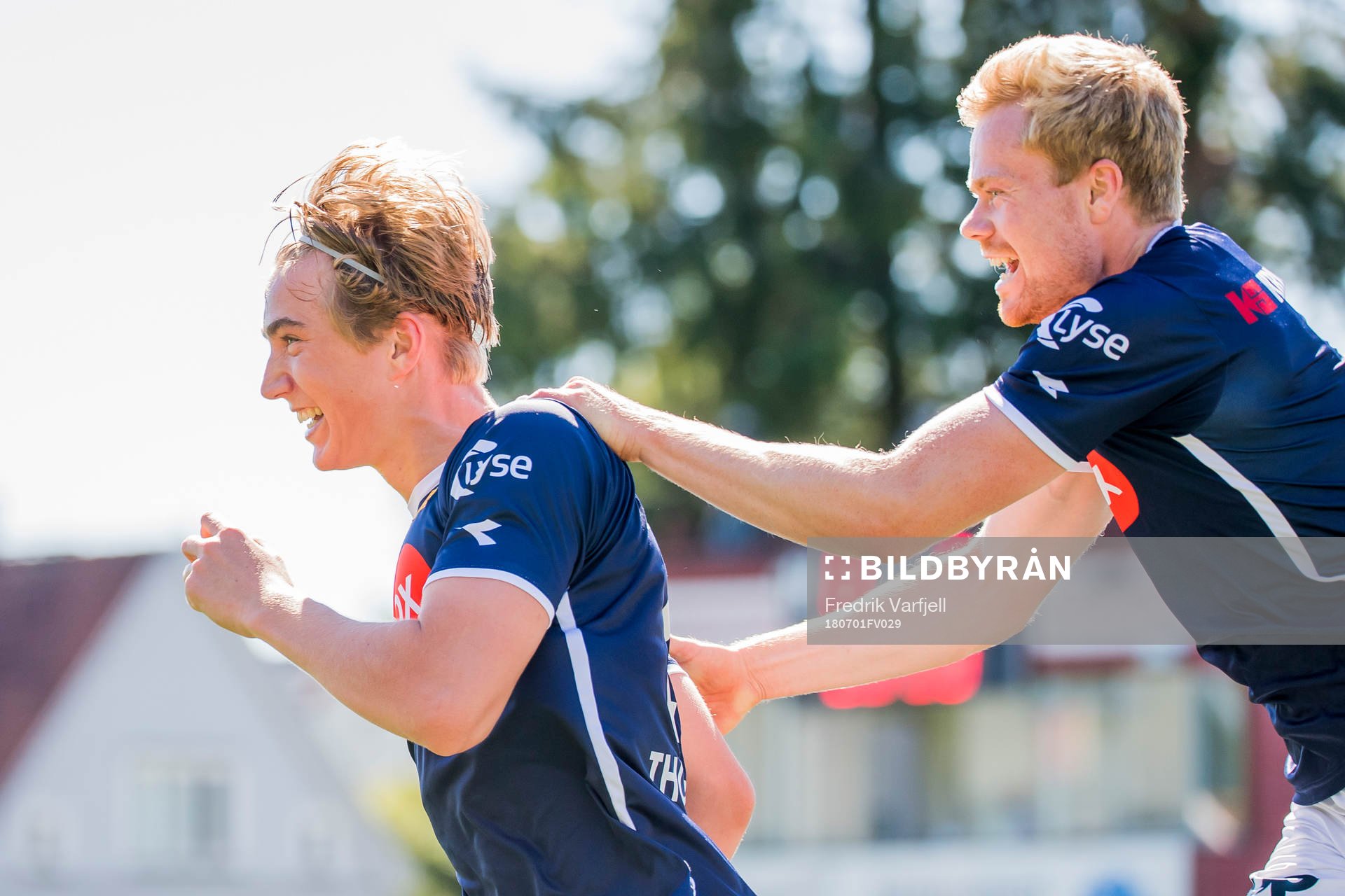 Kristian Thorstvedt of Viking celebrates with his teammates